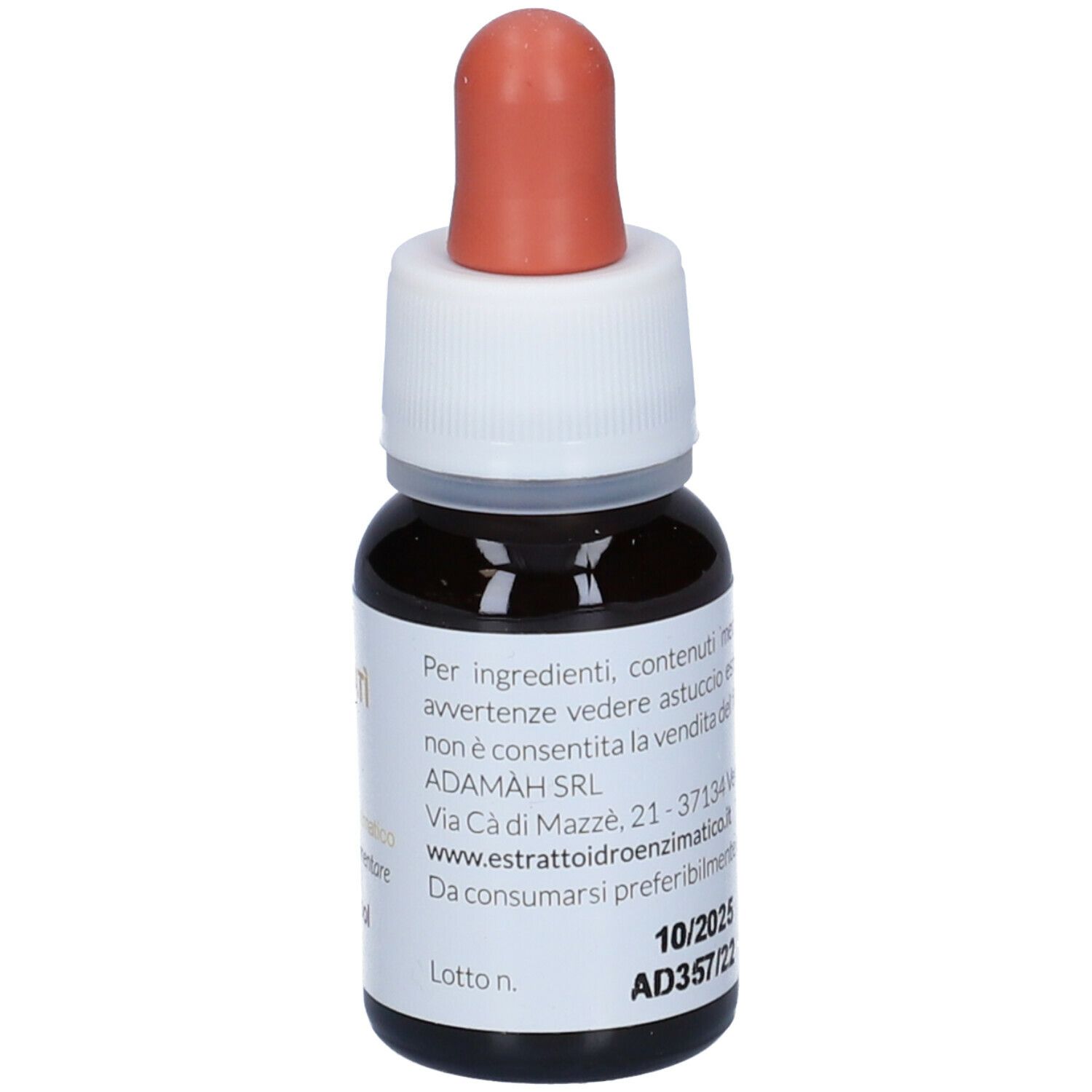 Braune Glasflasche mit weißem Verschluss und roter Pipette. Aufschrift: EIE Sati, 30 ml.