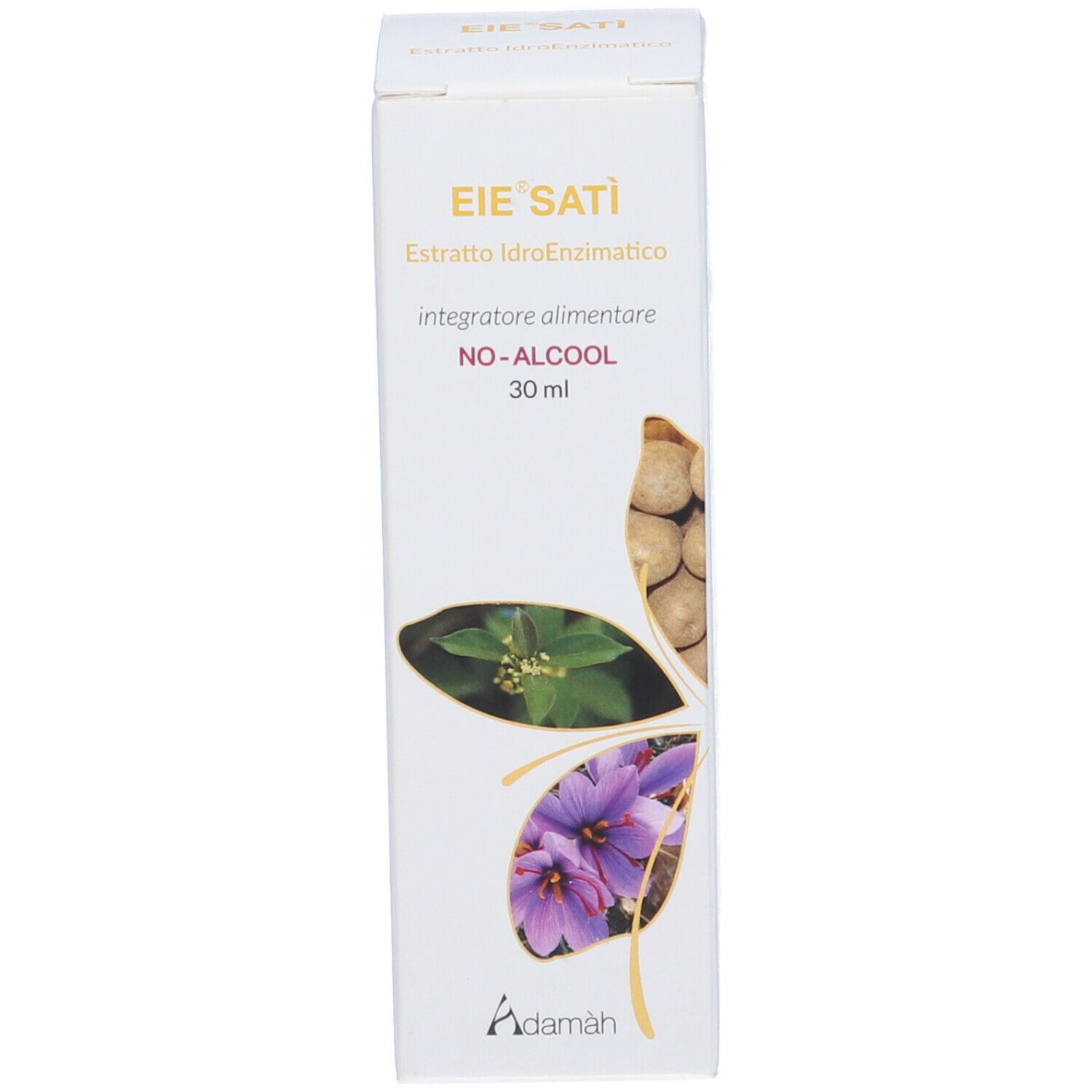 Produktverpackung. Aufschrift: EIE Sati, no-alcool, 30 ml.