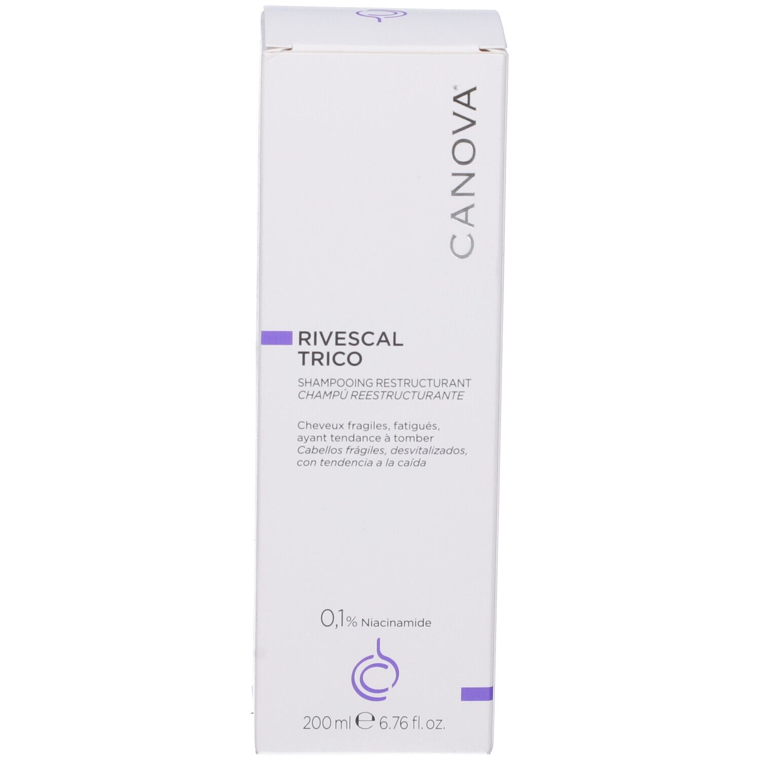 Boîte blanche avec nom et logo du produit. Contient 0,1% de niacinamide. 200 ml.