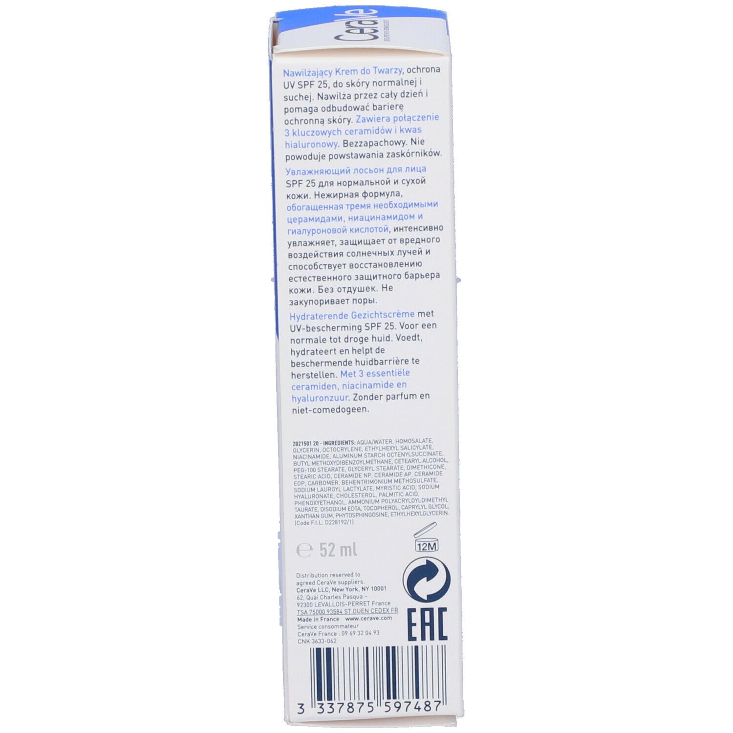 CeraVe Feuchtigkeitsspendende Gesichtscreme SF 25