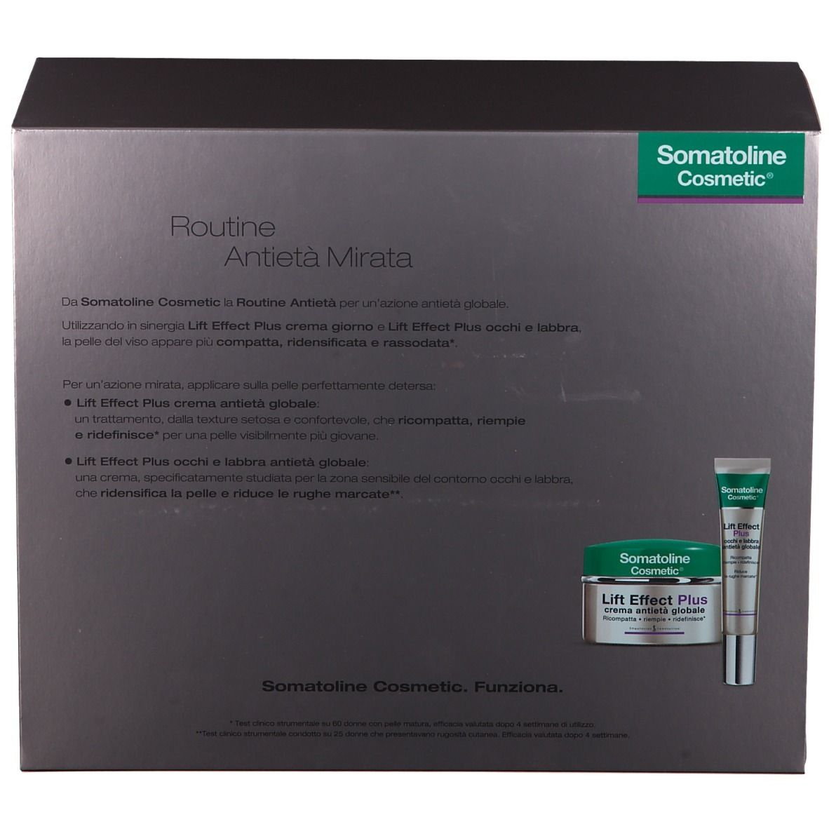 Dos du coffret cadeau. Texte et illustrations de produits. Logo et noms de produits visibles.