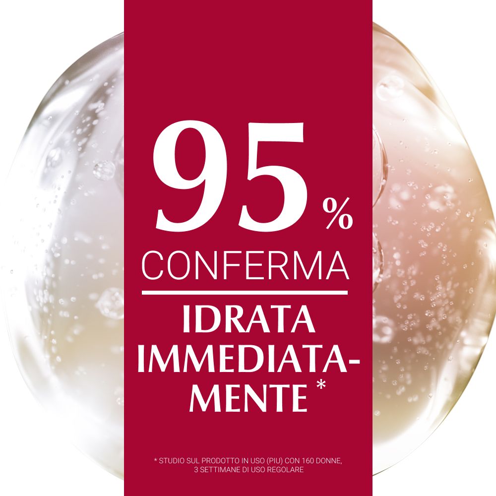 Texte sur fond rouge : 95% confirment une hydratation immédiate.