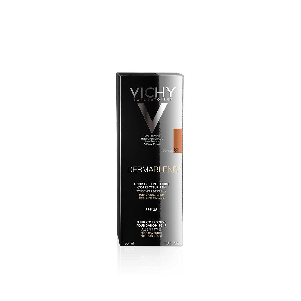 Boîte noire avec logo VICHY et nom du produit. Teinte 65 Coffee.