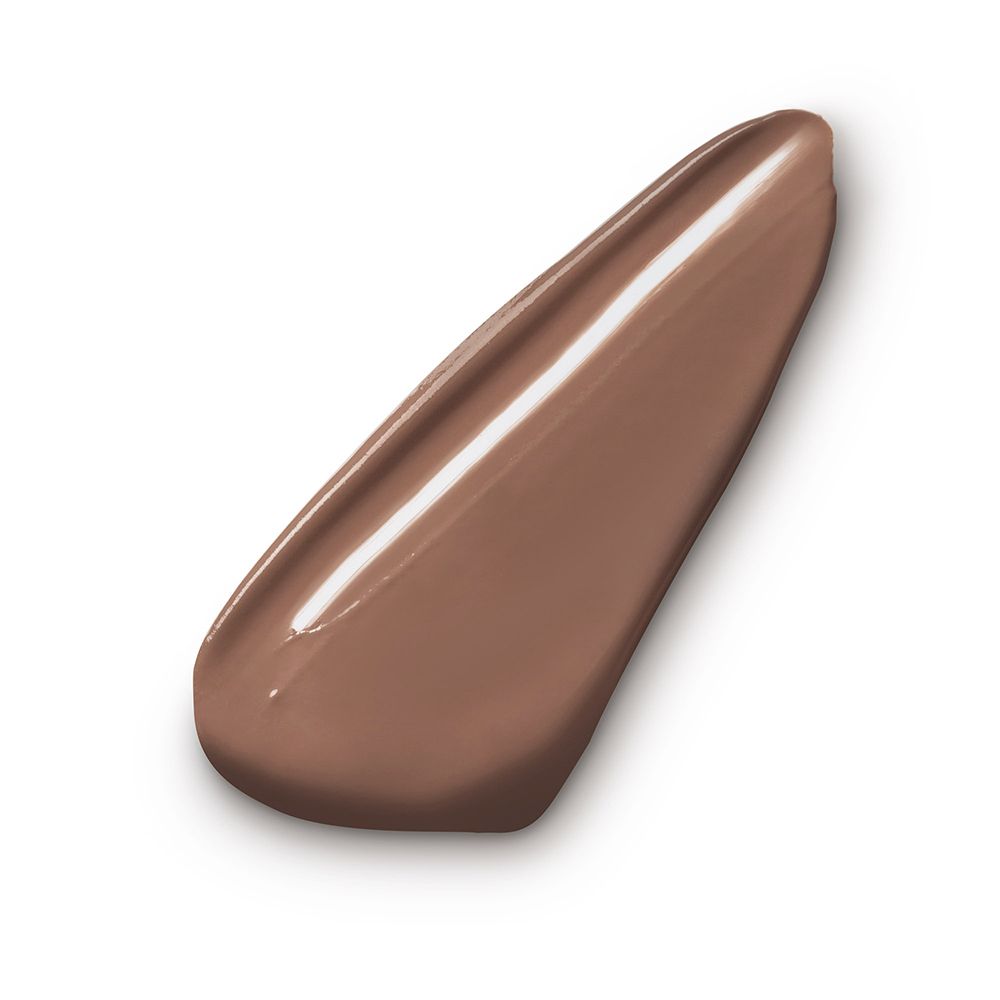 Échantillon de maquillage Vichy Dermablend 75 Espresso. Texture brune en forme de goutte.