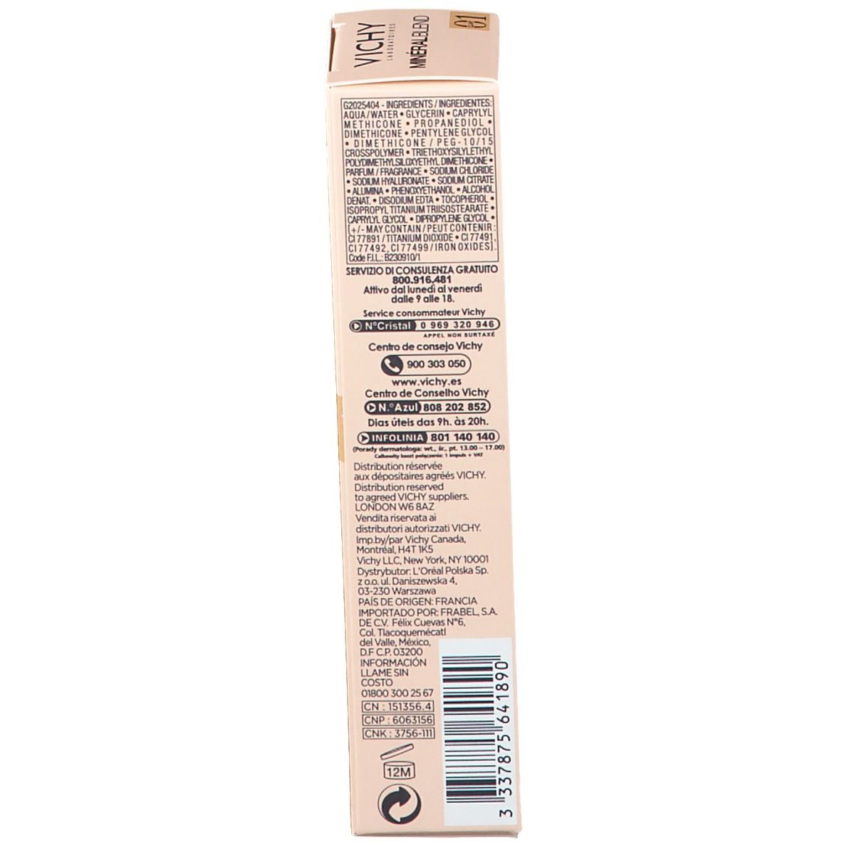 VICHY Minéralblend Fond de teint hydratant n° 01 clay