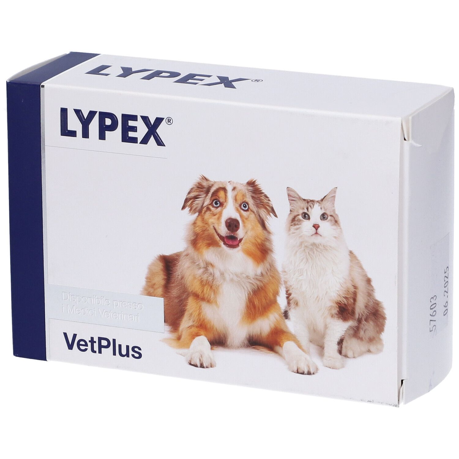 Boîte de Lypex. Un chien et un chat sont représentés. Le nom de la marque et VetPlus sont visibles.