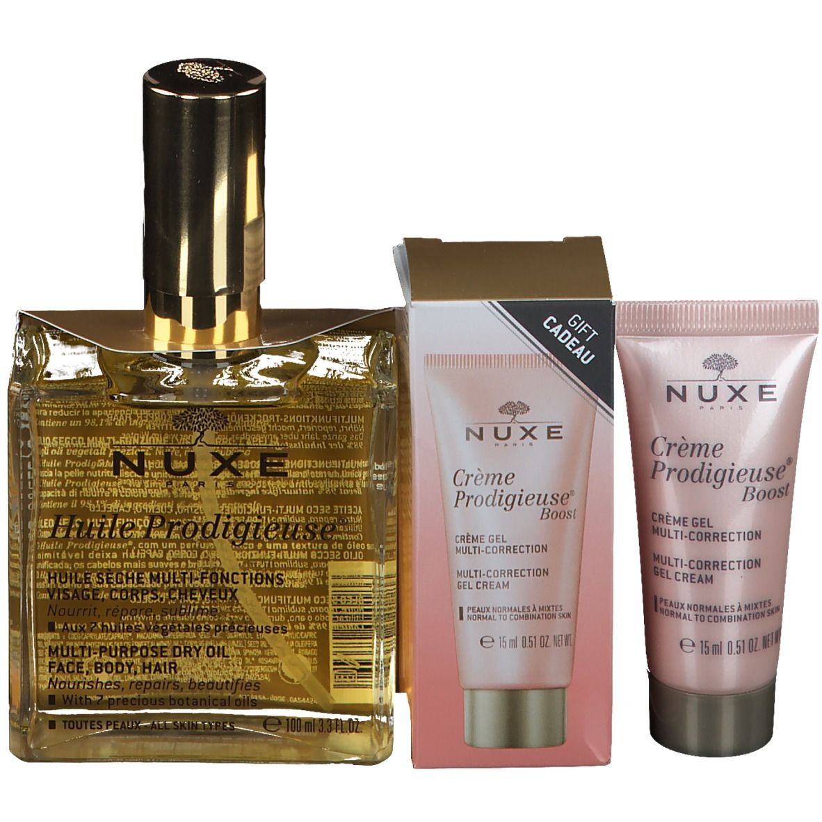 NUXE Prodigieuse® Trockenes Öl + Multi-Korrektur-Gel-Creme