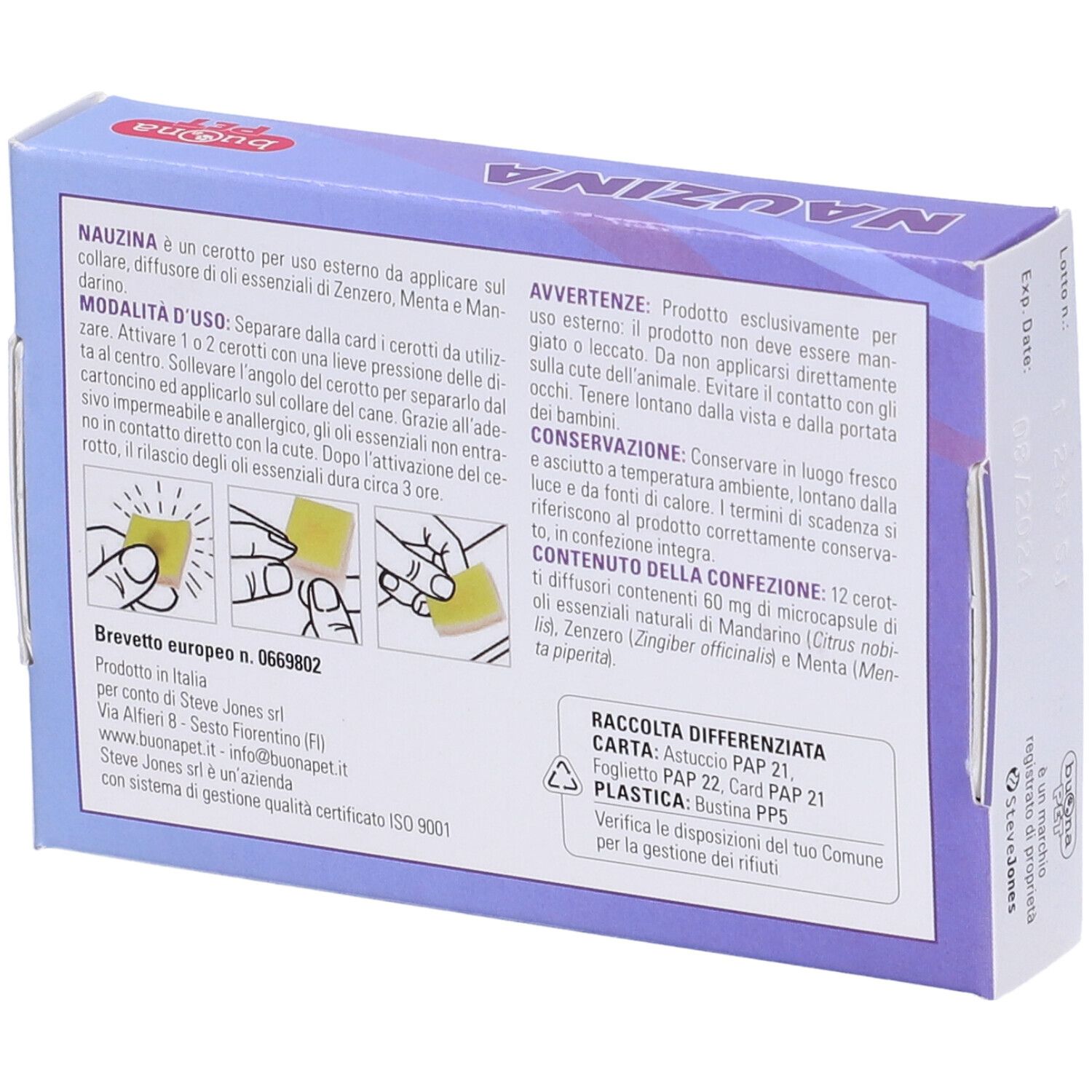 Rückseite der Verpackung. Text und Illustrationen. Informationen zu Anwendung, Inhaltsstoffen und Warnhinweisen. Recycling-Hinweise.