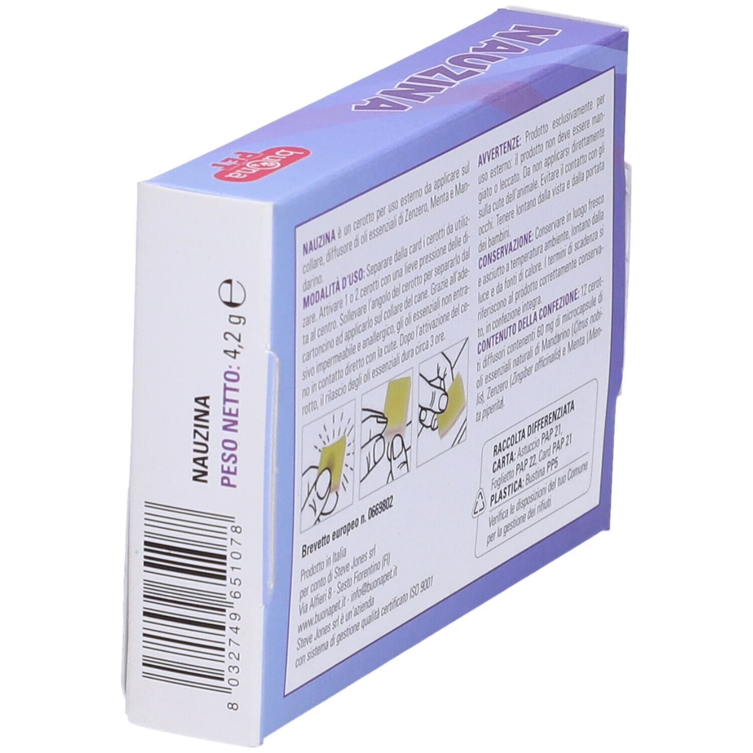 Rückseite der Verpackung. Text und Illustrationen. Informationen zu Anwendung, Inhaltsstoffen und Warnhinweisen. Recycling-Hinweise.