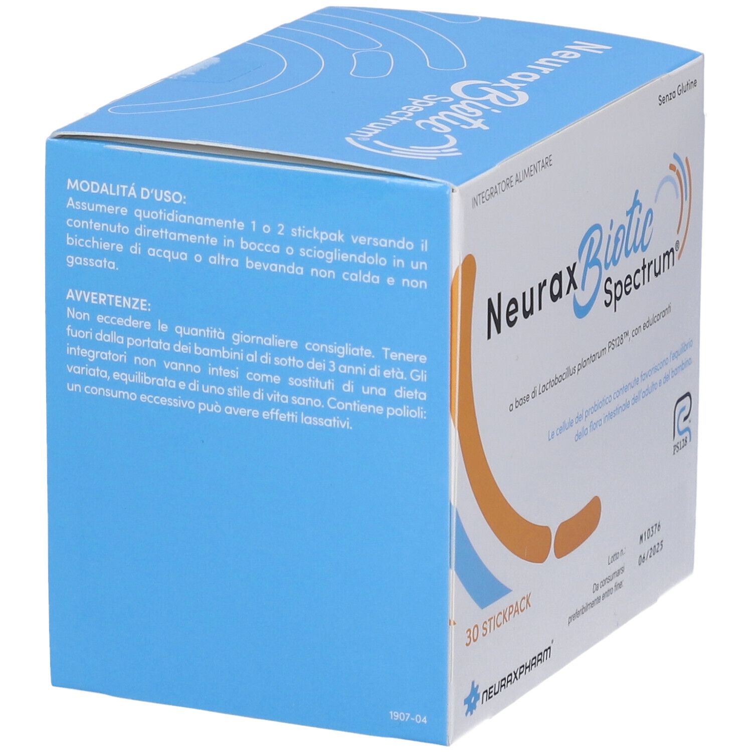 Neuraxbiotic Spectrum-Box. Gebrauchsanweisung. 30 Stickpacks. Glutenfrei.
