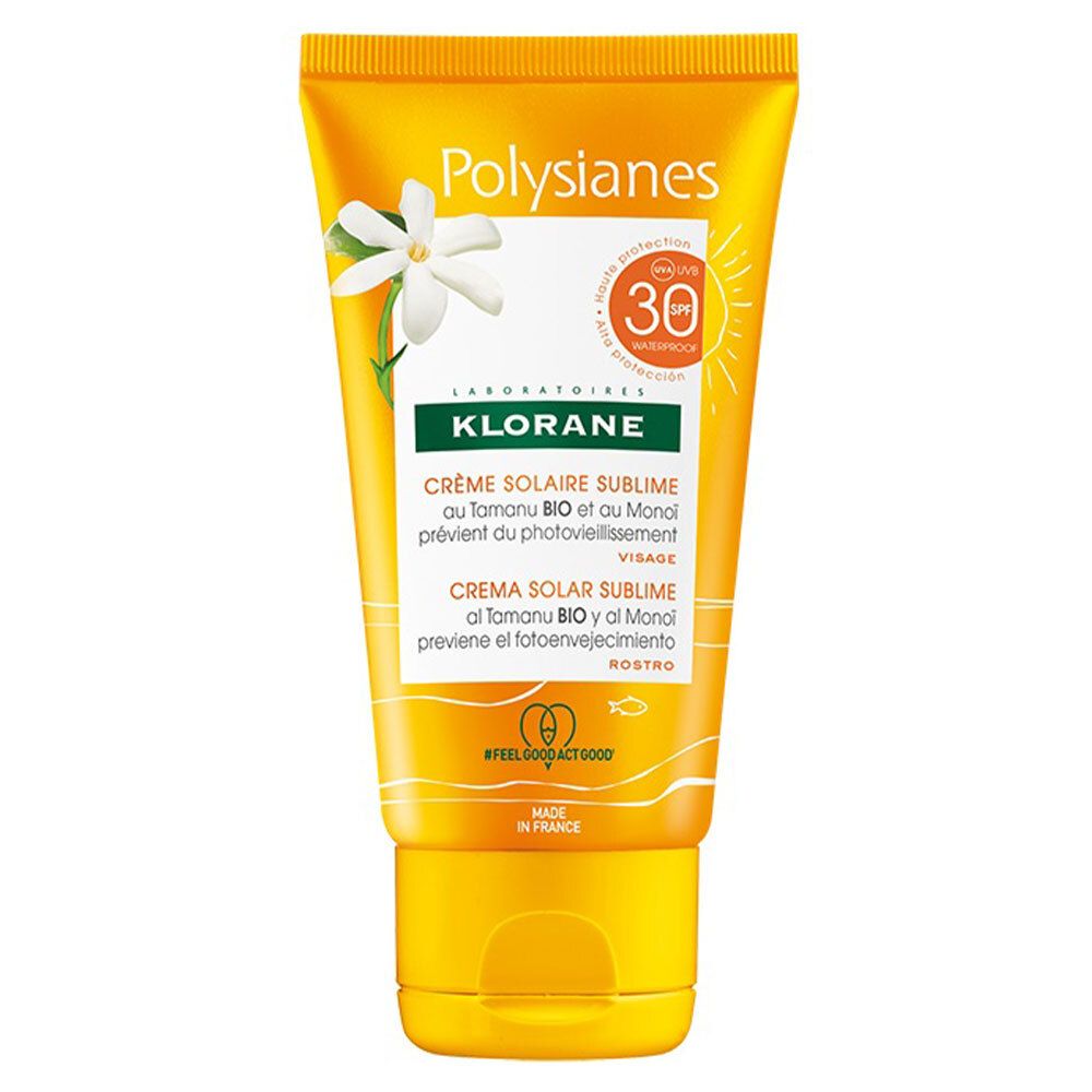 KLORANE Polysianes Crème Solaire Sublime au Tamanu Bio et au Monoï SPF30
