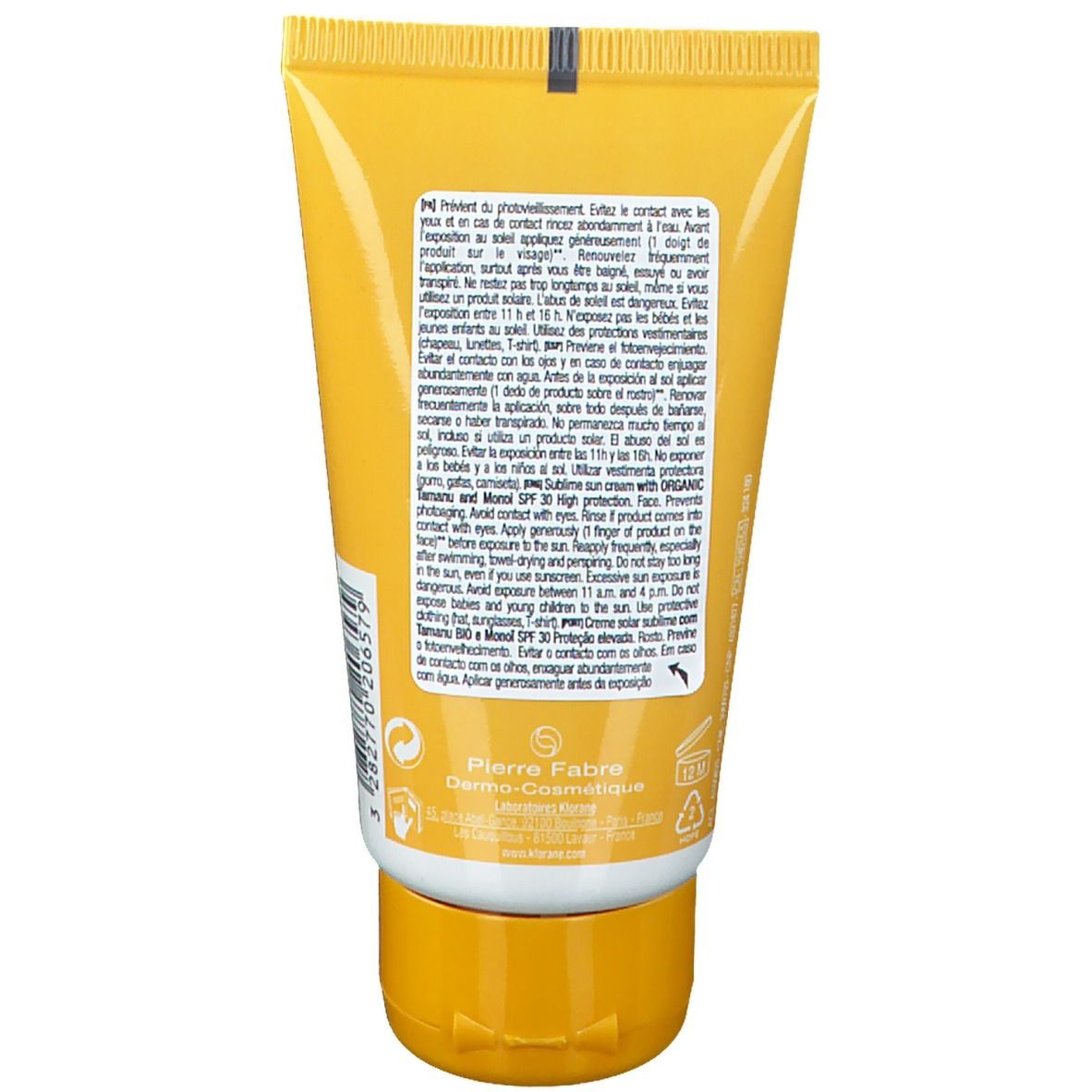 KLORANE Polysianes Crème Solaire Sublime au Tamanu Bio et au Monoï SPF30