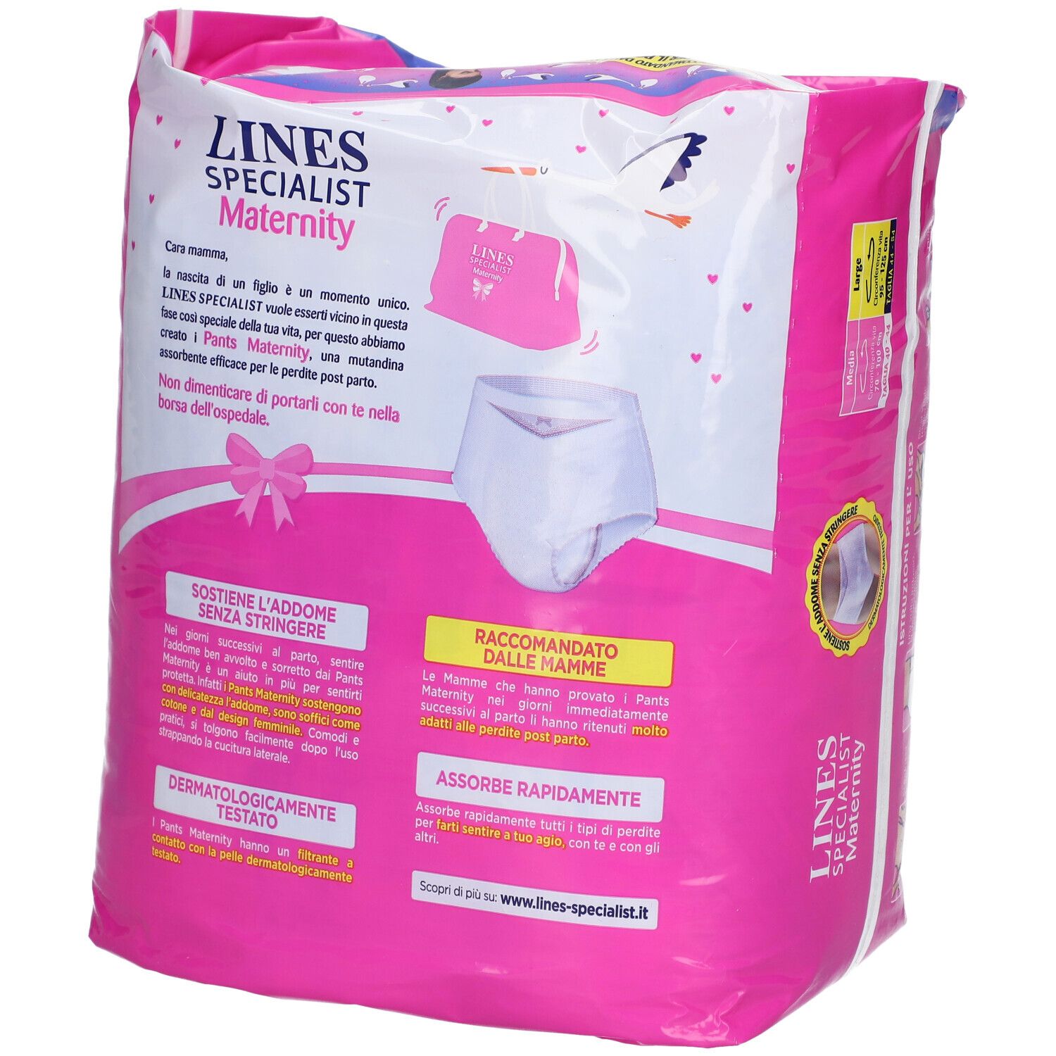 Paquet Lines Specialist Maternity Pants. Dos avec texte et logo.