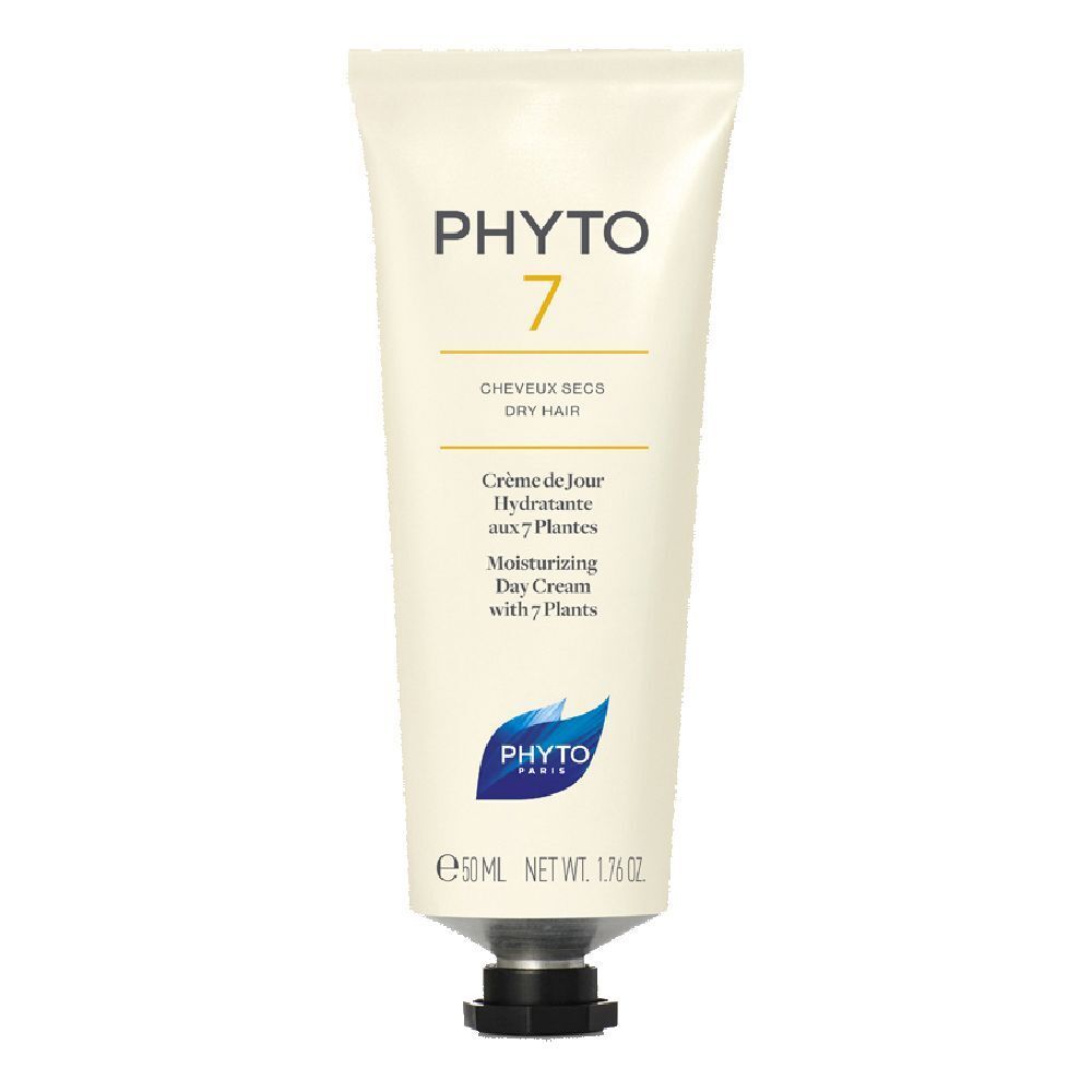Creme-Tube mit Aufschrift PHYTO 7. Für trockenes Haar. Creme de jour hydratante aux 7 Plantes. 50 ml.