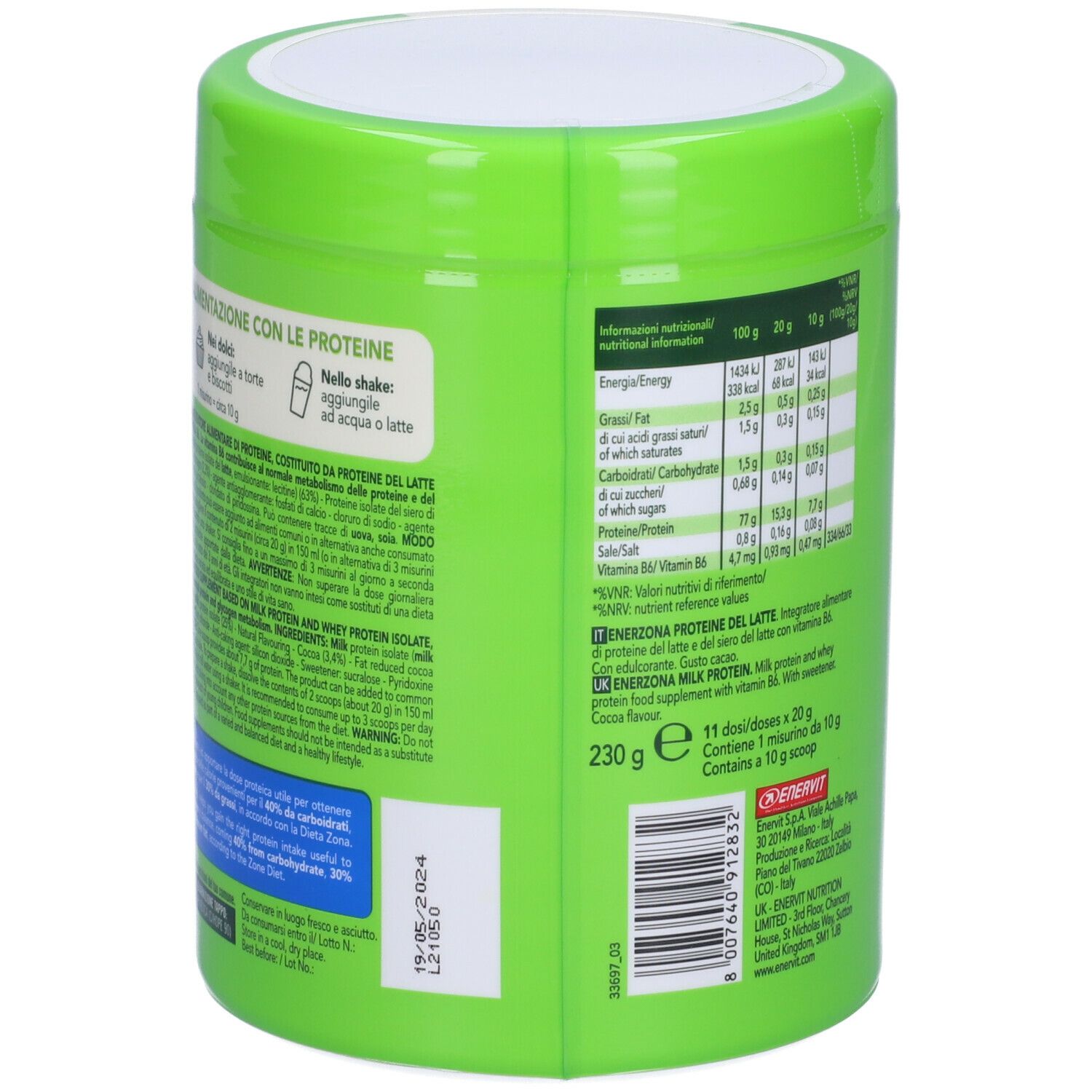 ENERZONA MILK PROT COCOA 230G