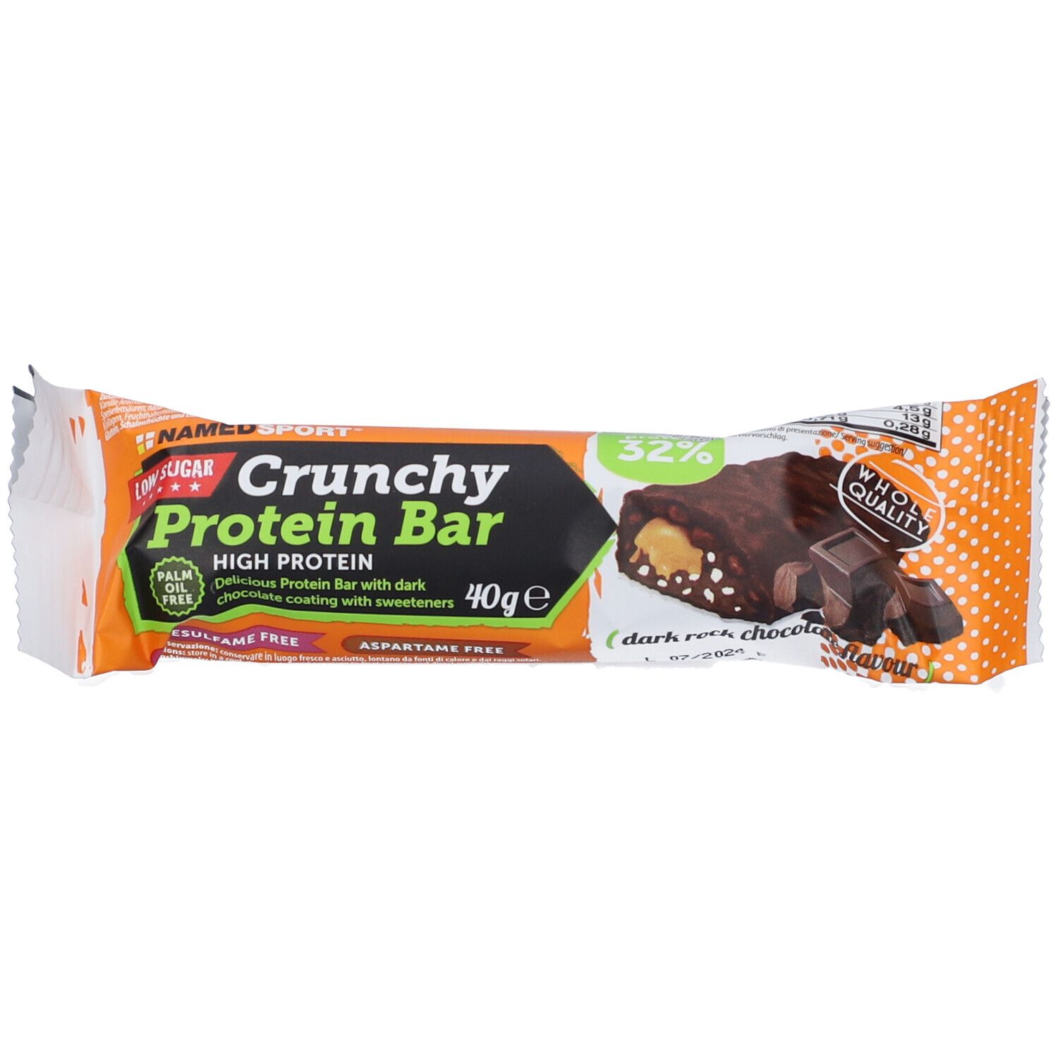 NAMEDSPORT® Zuckerarmer knuspriger Protein-Riegel mit hohem Proteingehalt