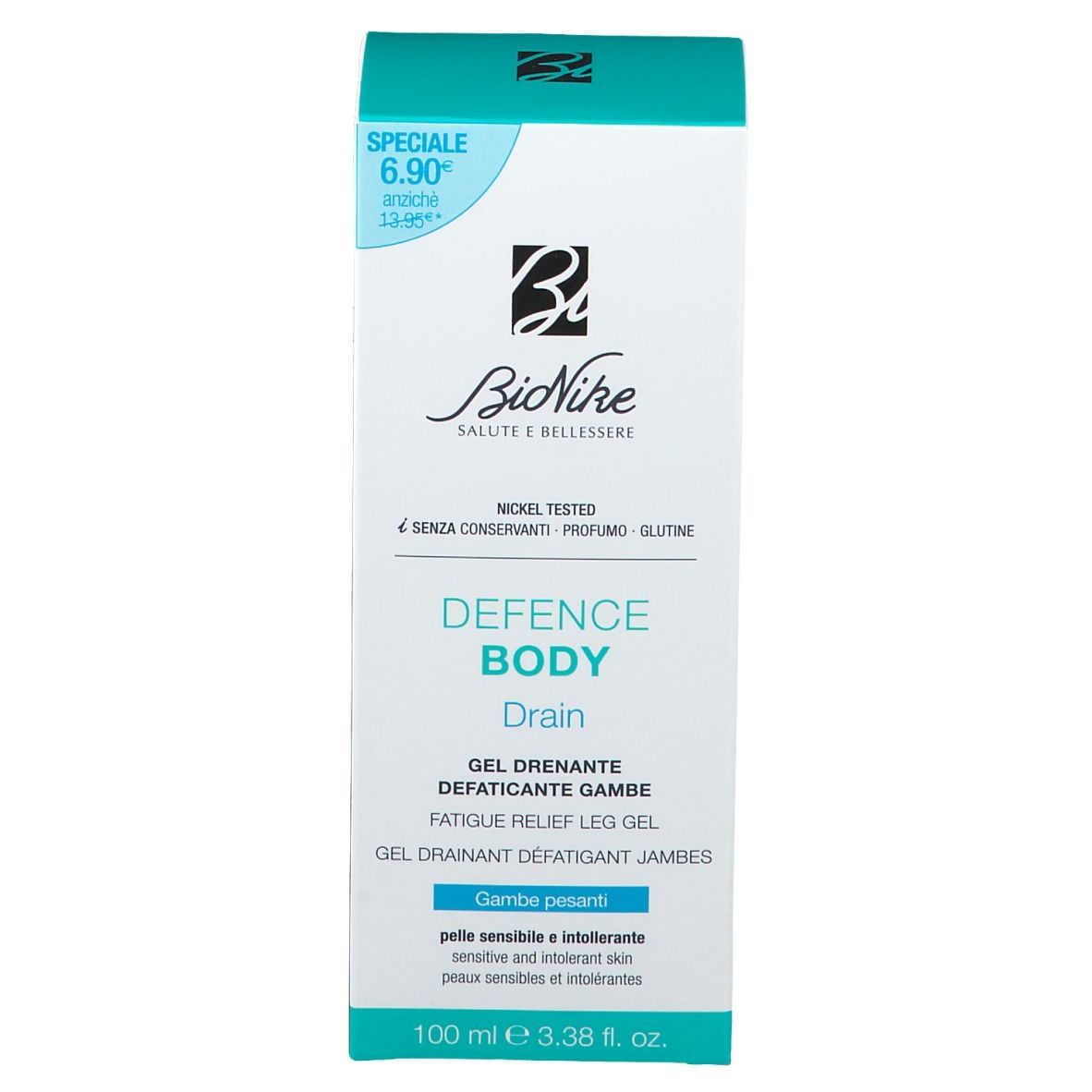 BioNike DEFENCE BODY Drain Gel drainant défatigant Jambes lourdes