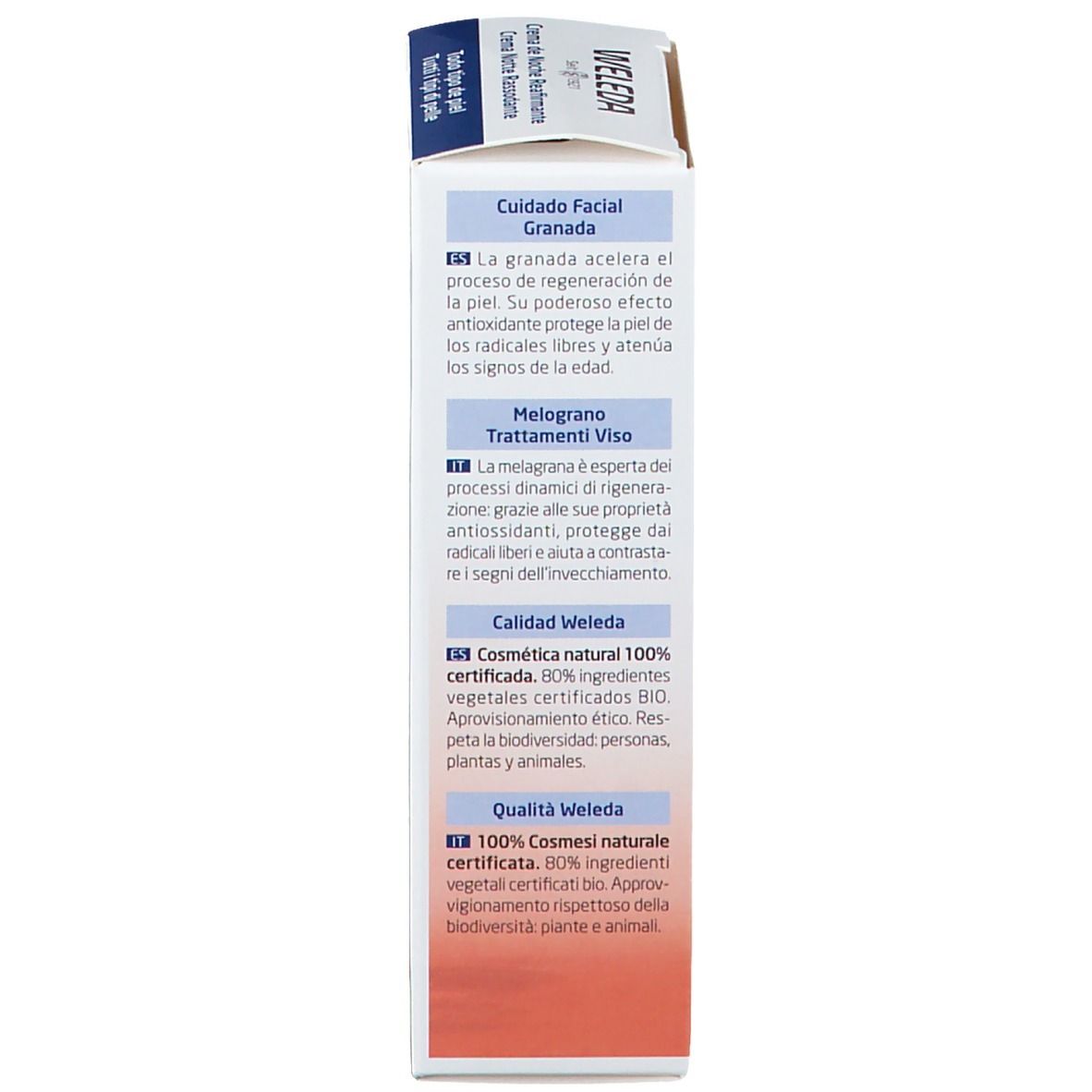 Emballage. Texte, illustration de grenade. Description des ingrédients et de la qualité.