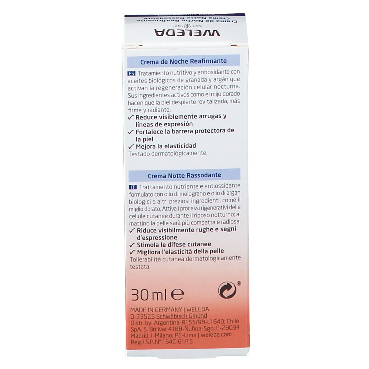 Emballage. Texte, illustration de grenade. Description des ingrédients et de la qualité.