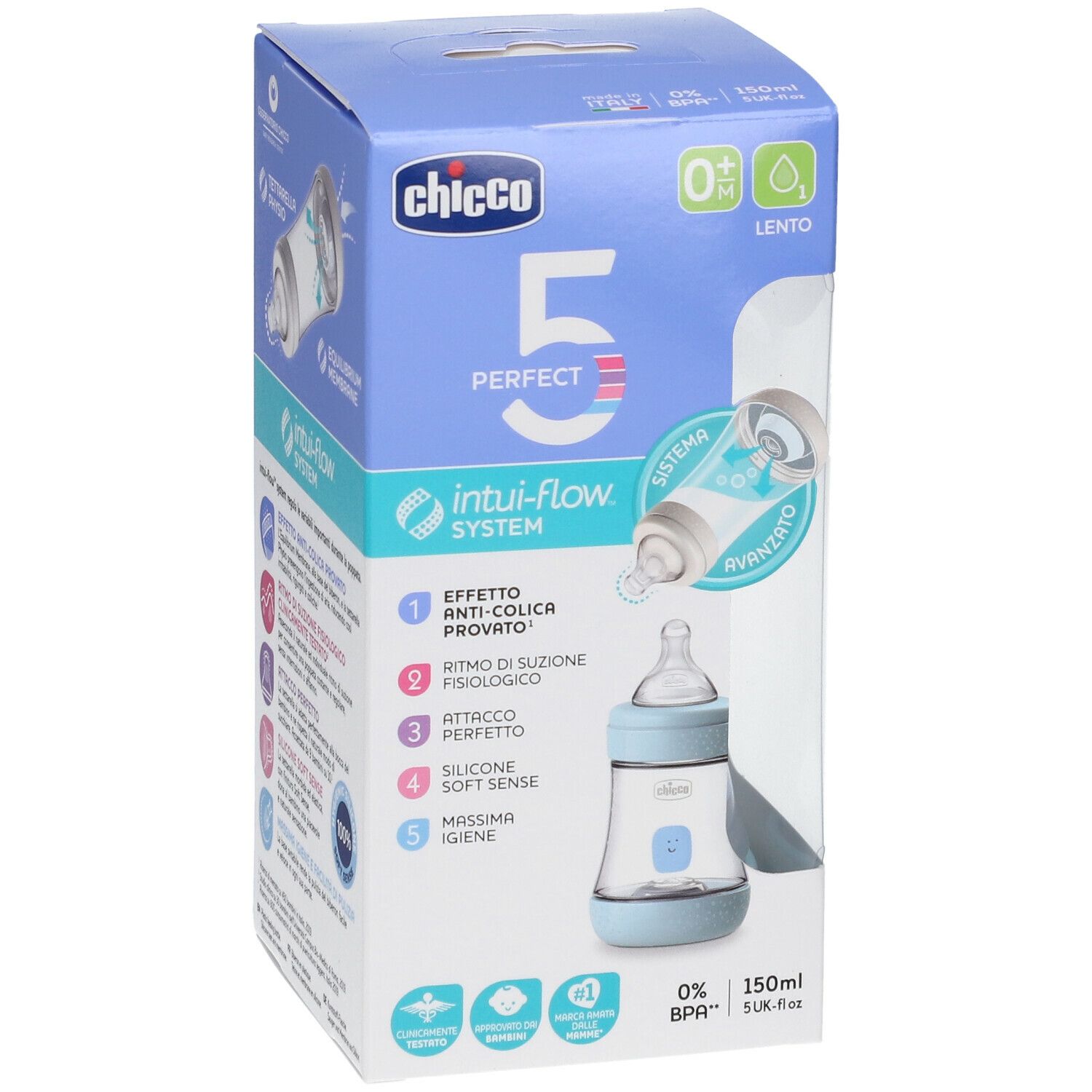 Chicco PERFECT 5 Flasche 150 ml Slow Flow 0+