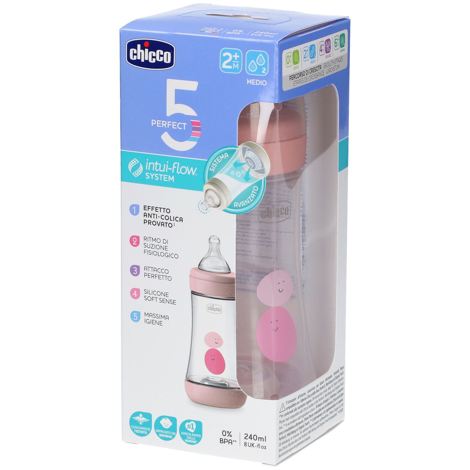 Chicco PERFECT 5 Bouteille 240 ml MEDIUM Flow