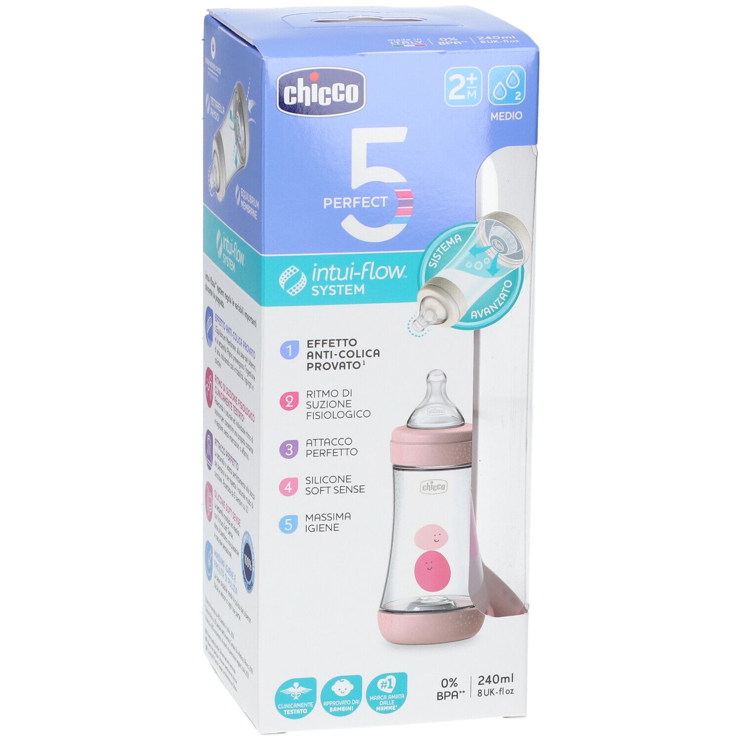 Chicco PERFECT 5 Bouteille 240 ml MEDIUM Flow