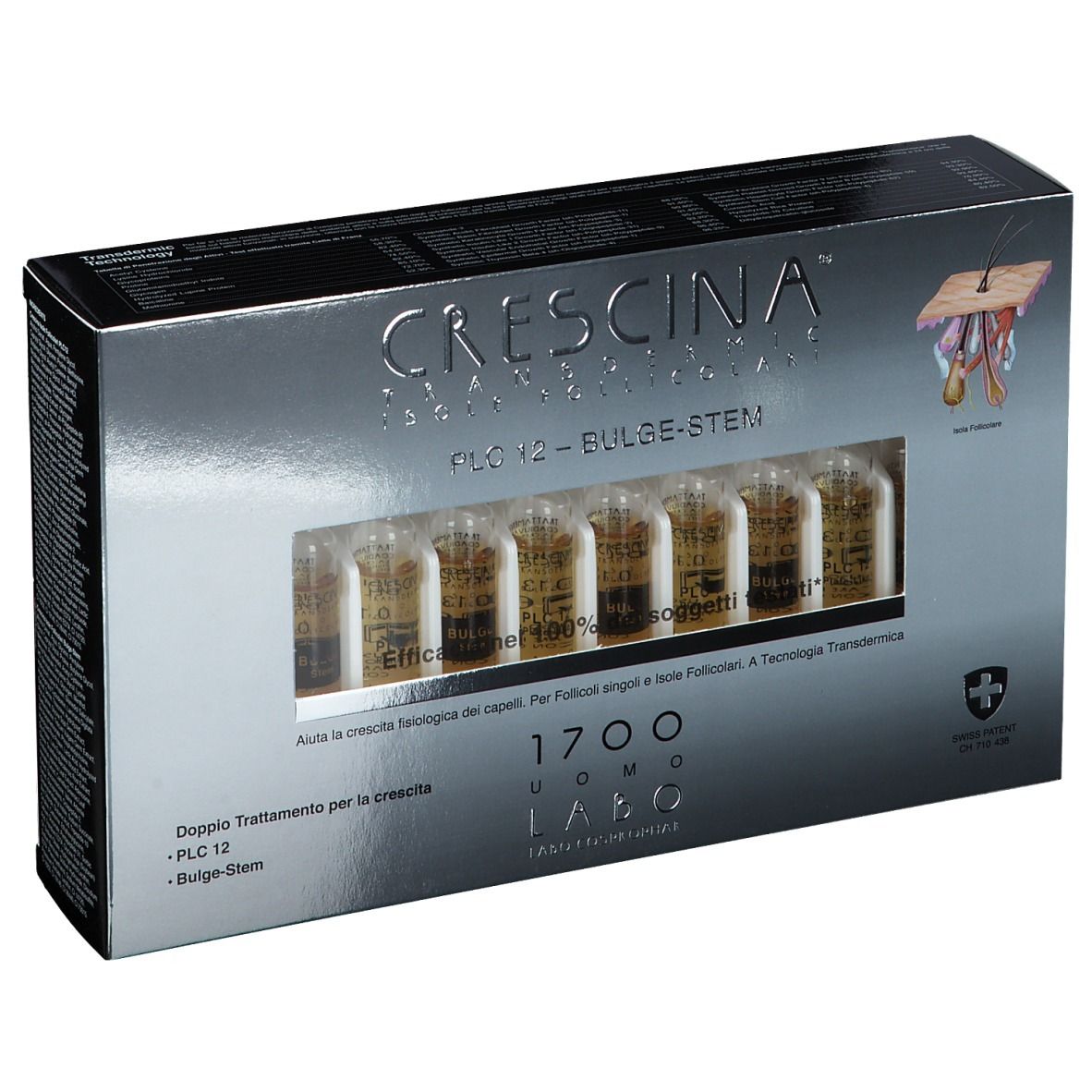 Boîte avec ampoules. Nom du produit: CRESCINA PLC12-BULGE-STEM. Ampoules visibles.