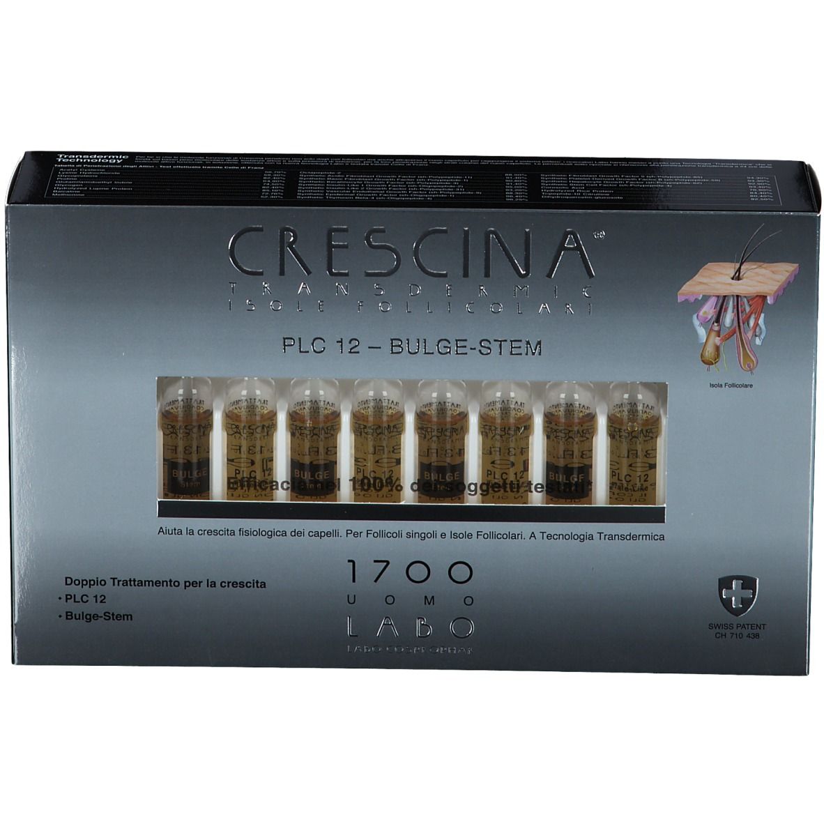 Boîte avec ampoules. Nom du produit: CRESCINA PLC12-BULGE-STEM. Ampoules visibles.