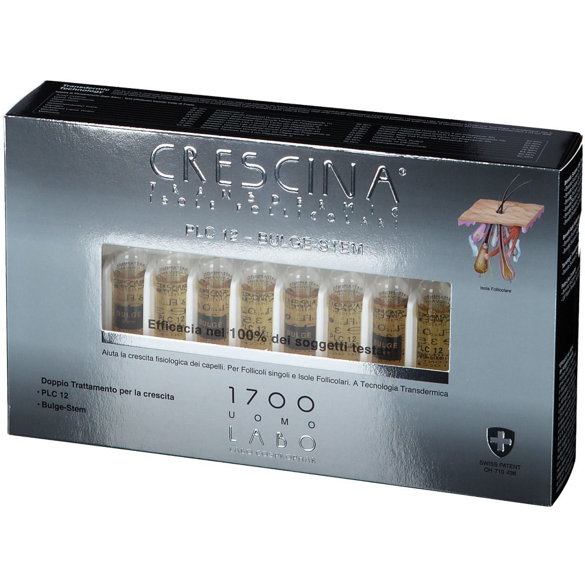 Boîte avec ampoules. Nom du produit: CRESCINA PLC12-BULGE-STEM. Ampoules visibles.