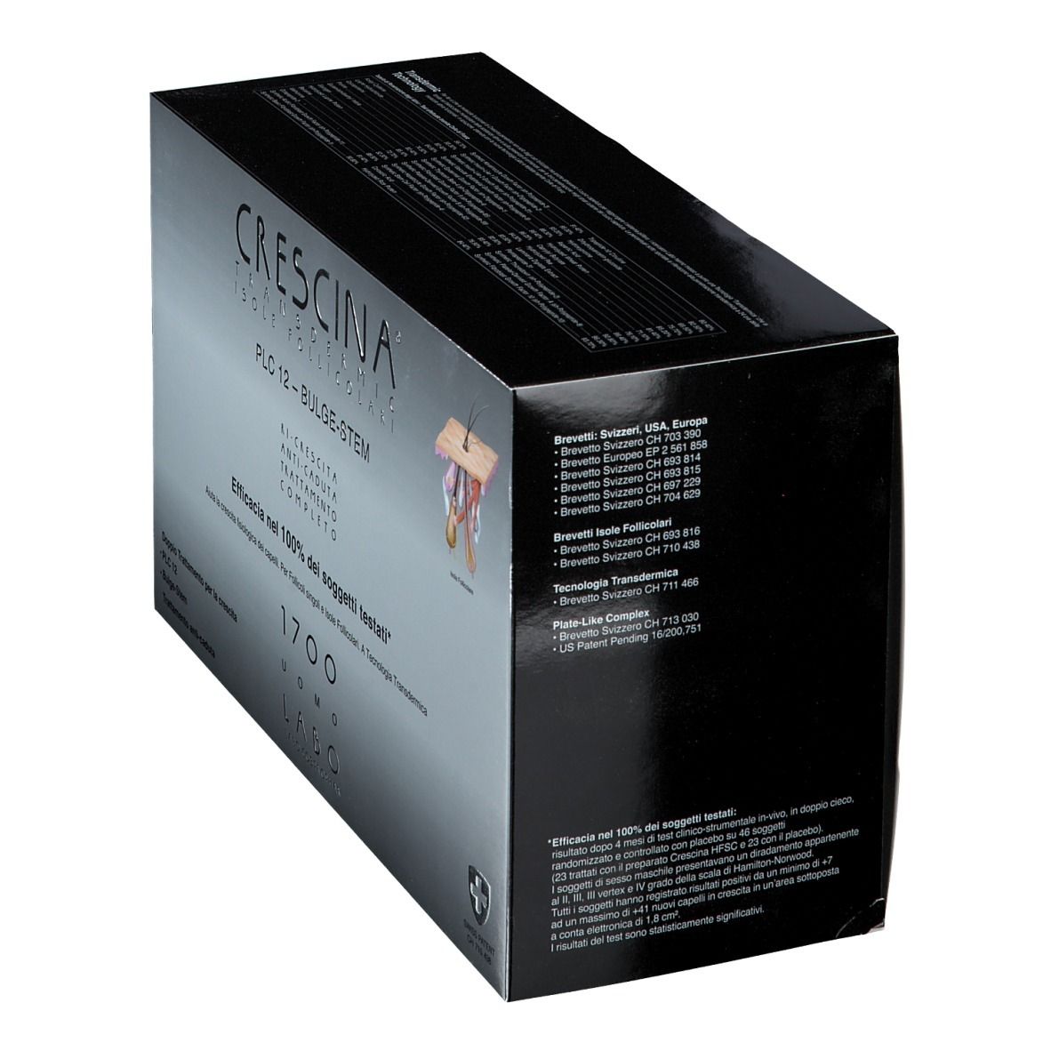 Boîte noire CRESCINA, PLC12-Bulge-Stem, 1700 UOMO. Texte et illustration. Croix suisse.