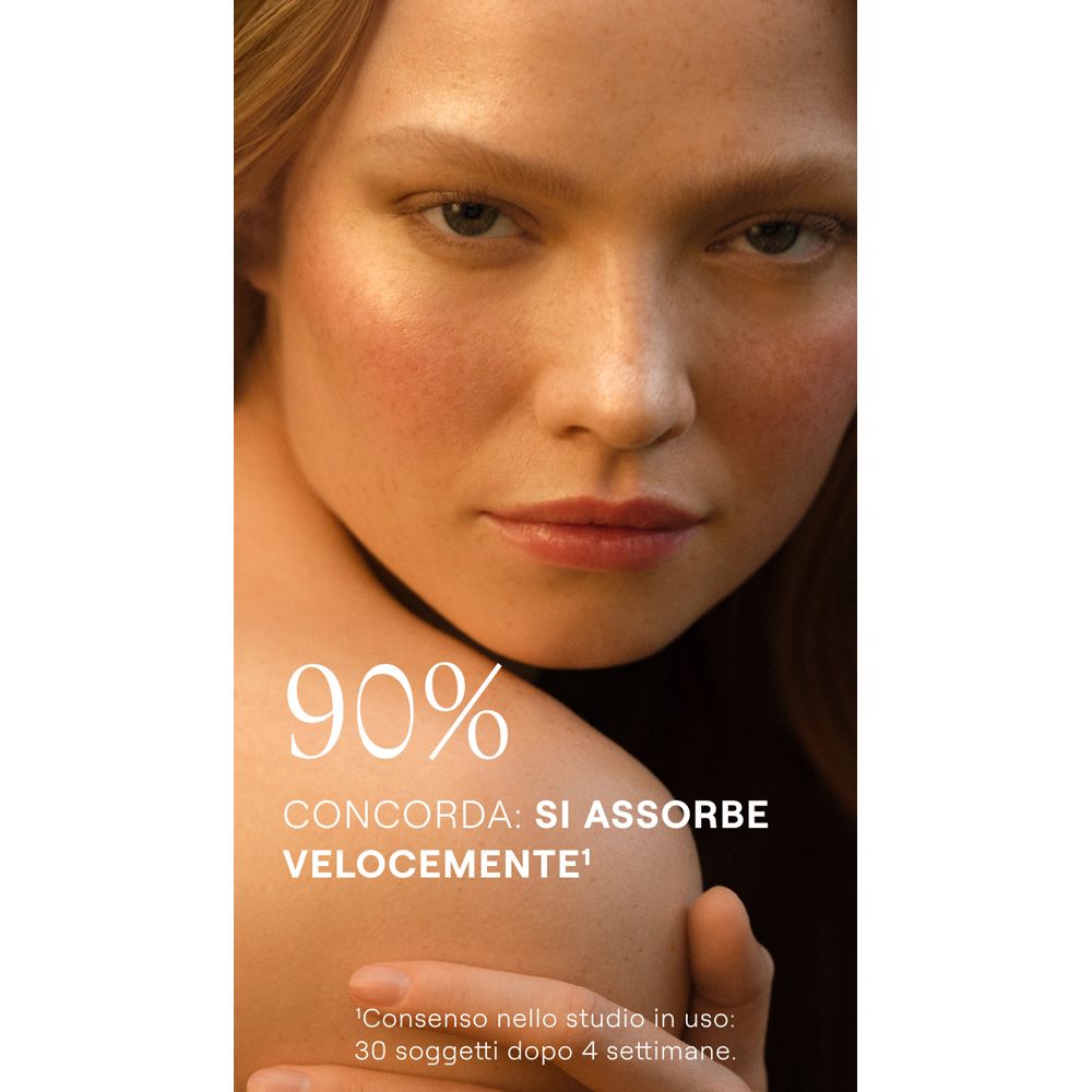 Gros plan sur une femme. Texte : 90% sont d'accord : absorption rapide.