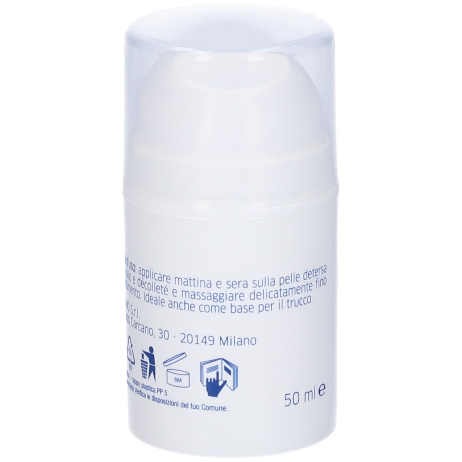 Tube de crème blanc avec couvercle transparent. Inscription : Levidade crema anti-aging. Hydratant et lissant.