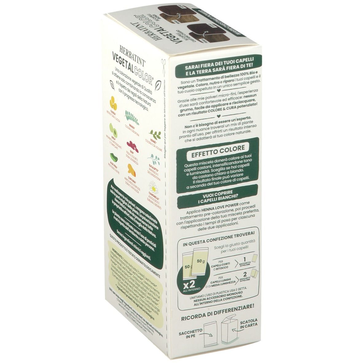 HERBATINT VEGETAL COLOR Verpackung, Rückseite. Text über Anwendung und Inhaltsstoffe.