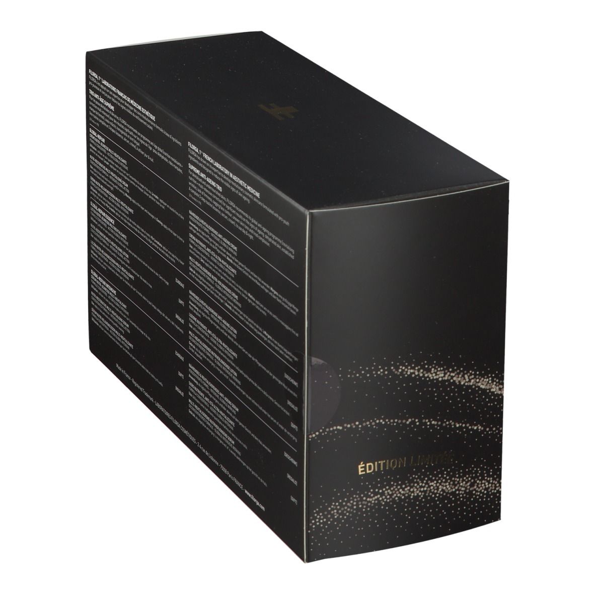 Schwarze Geschenkbox, schräg von der Seite. Text: L'ANTI-ÂGE SUPRÊME, SUPREME ANTI-AGEING. Edition Limitée.