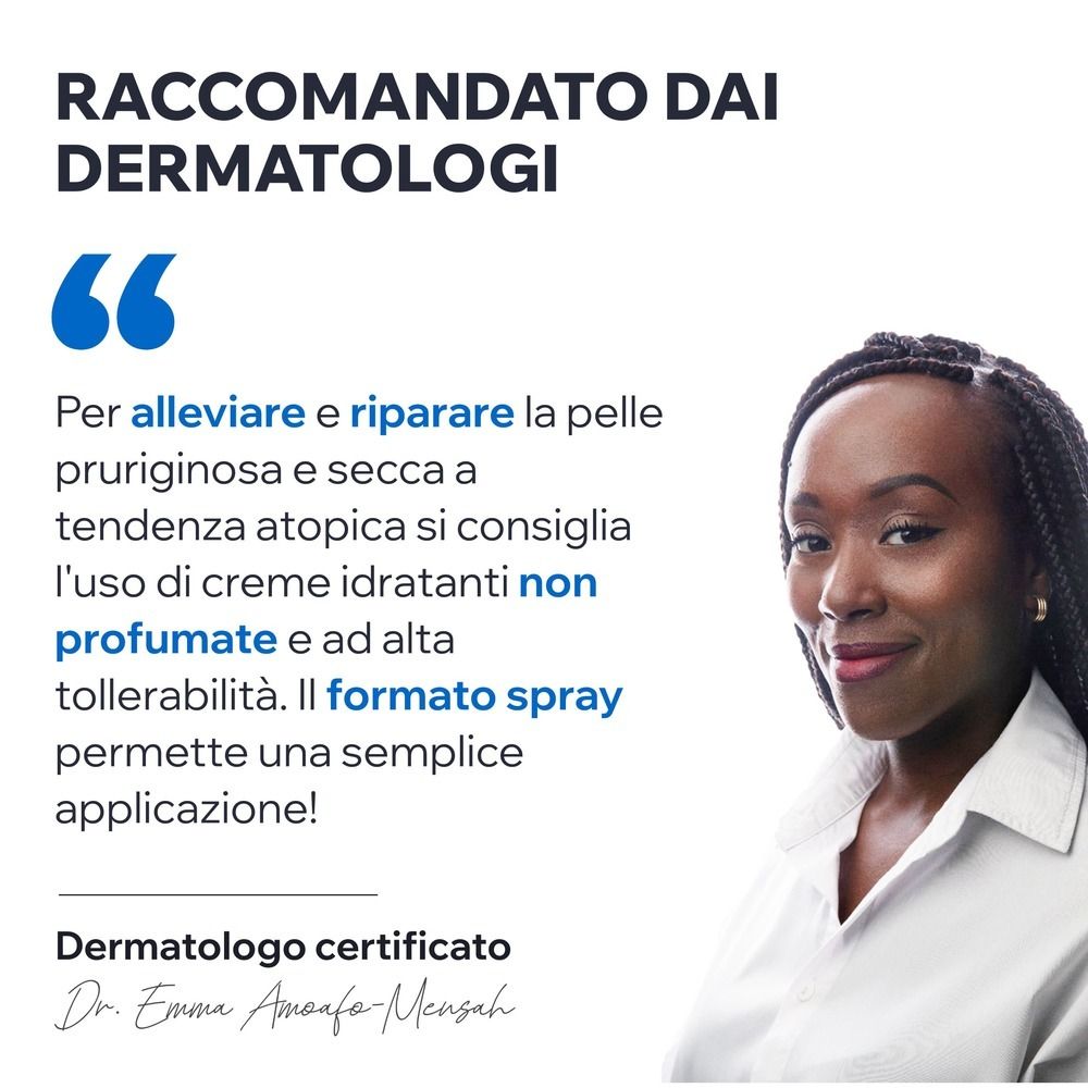 Recommandé par les dermatologues. Citation: Le format spray permet une application simple. Dermatologue certifié.
