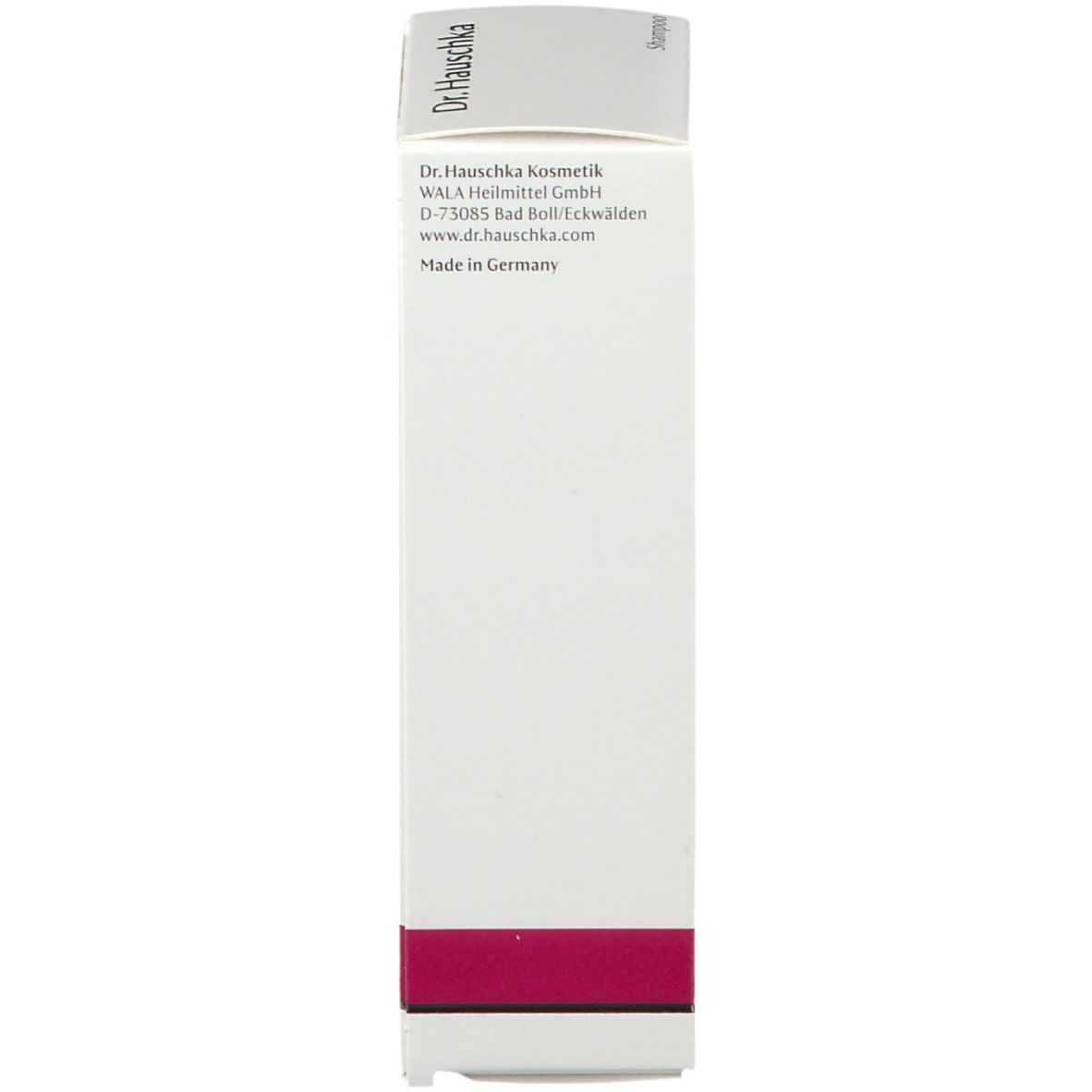 Weiße Schachtel. Aufschrift: Dr. Hauschka, Made in Germany. Text auf Deutsch.