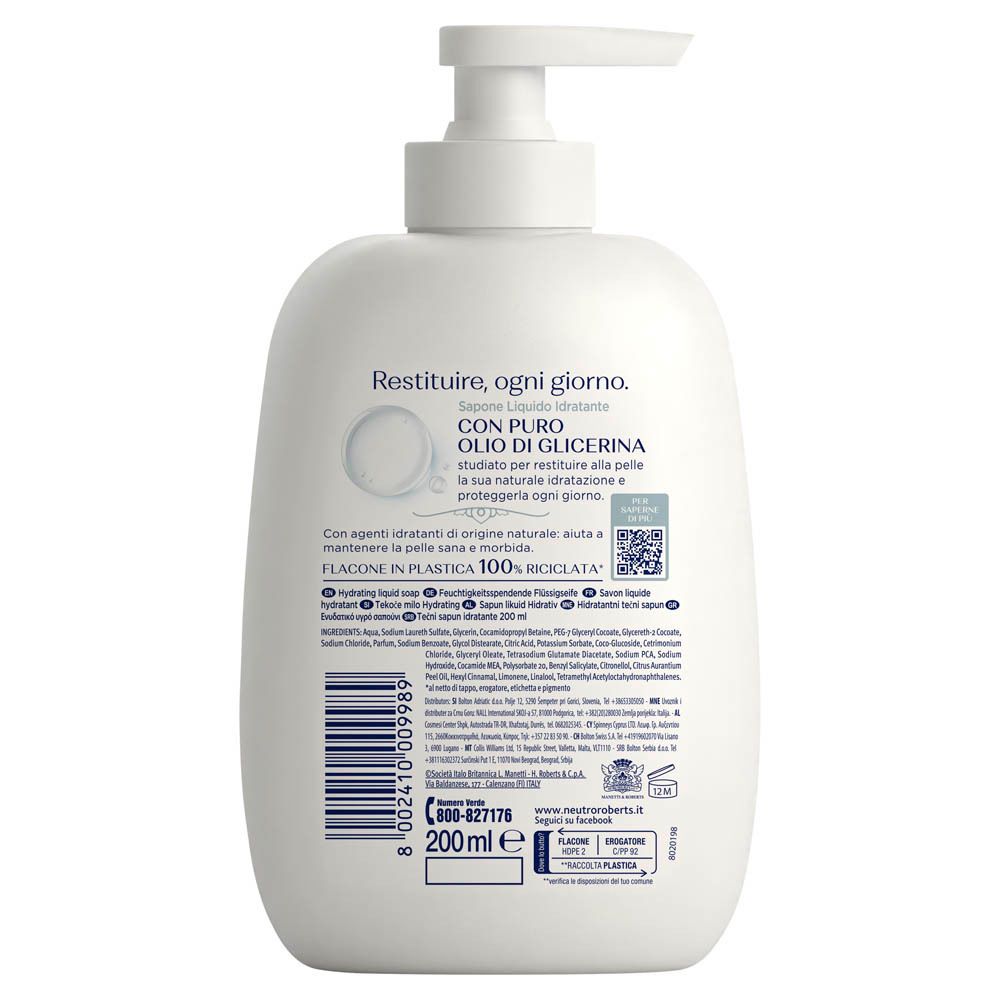 Neutro Roberts Flüssigseife Spenderflasche, weiß, 200ml, mit Pumpverschluss.