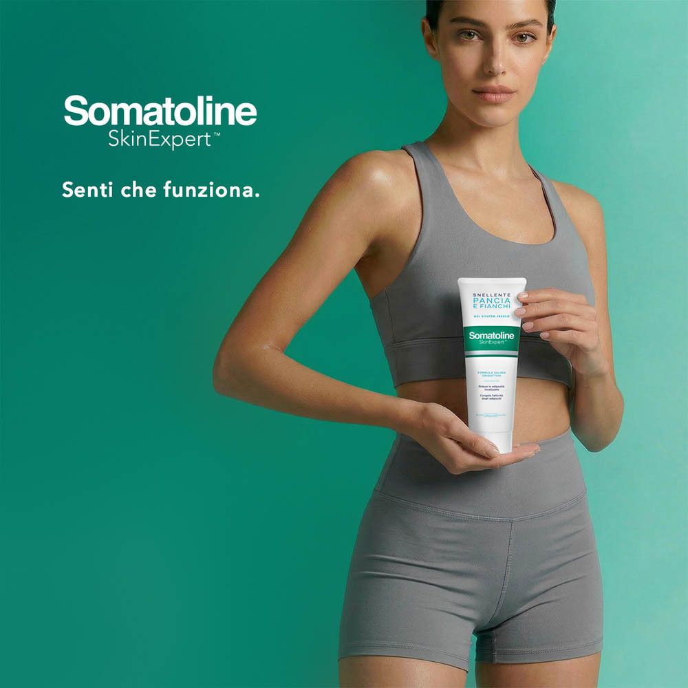 Somatoline Cosmetic® Cryogel Schlankheitsgel für Bauch und Hüften in einer weißen Tube.