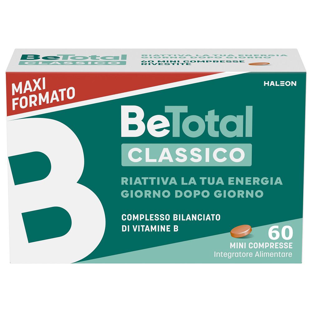 Verpackung von BeTotal Classico. Enthält 60 Mini-Tabletten. Maxi-Format. Marke HALEON.