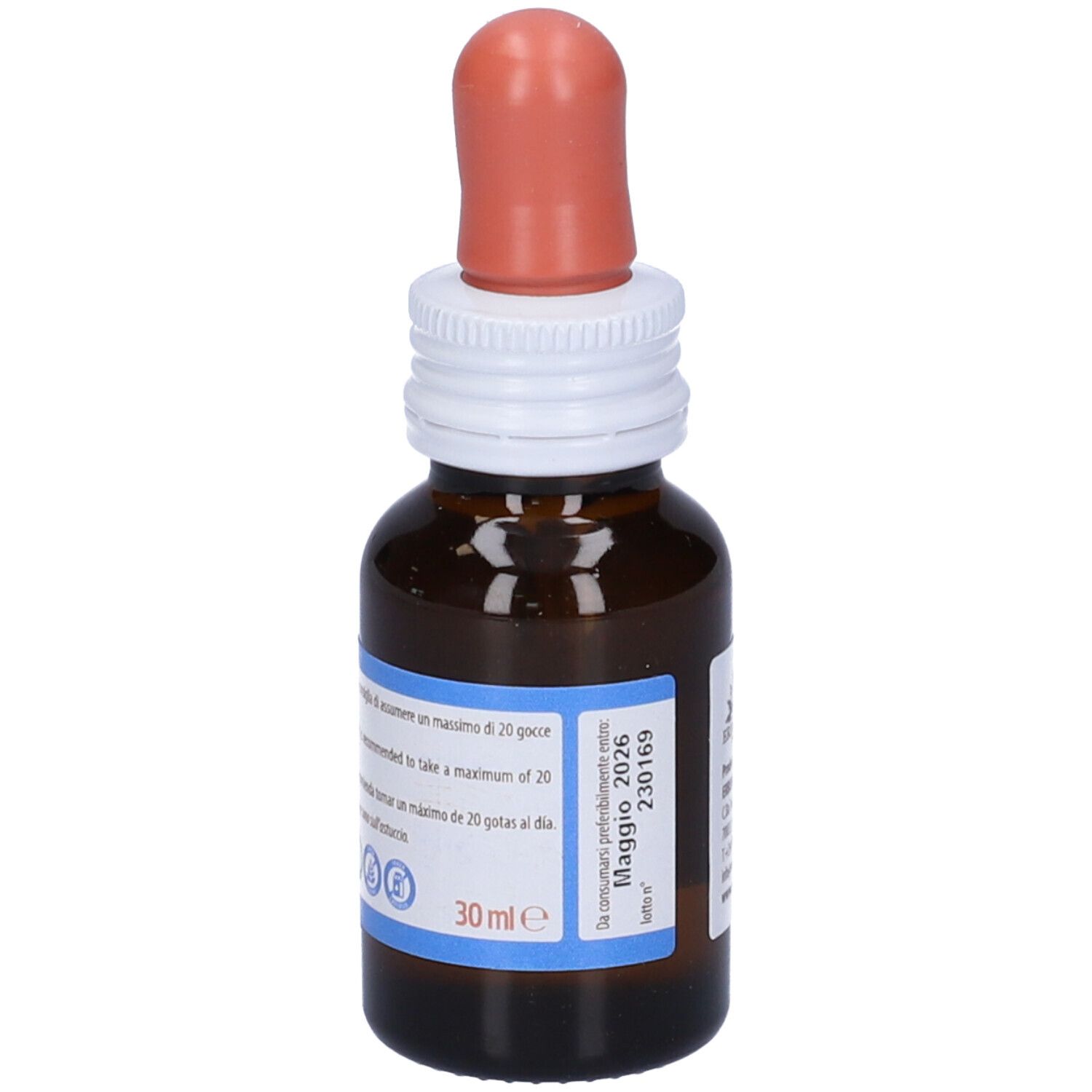 Braune Glasflasche mit Tropfer. Aufschrift: DK-nobile. Enthält Vitamin D und K2. Mit Tropfer.