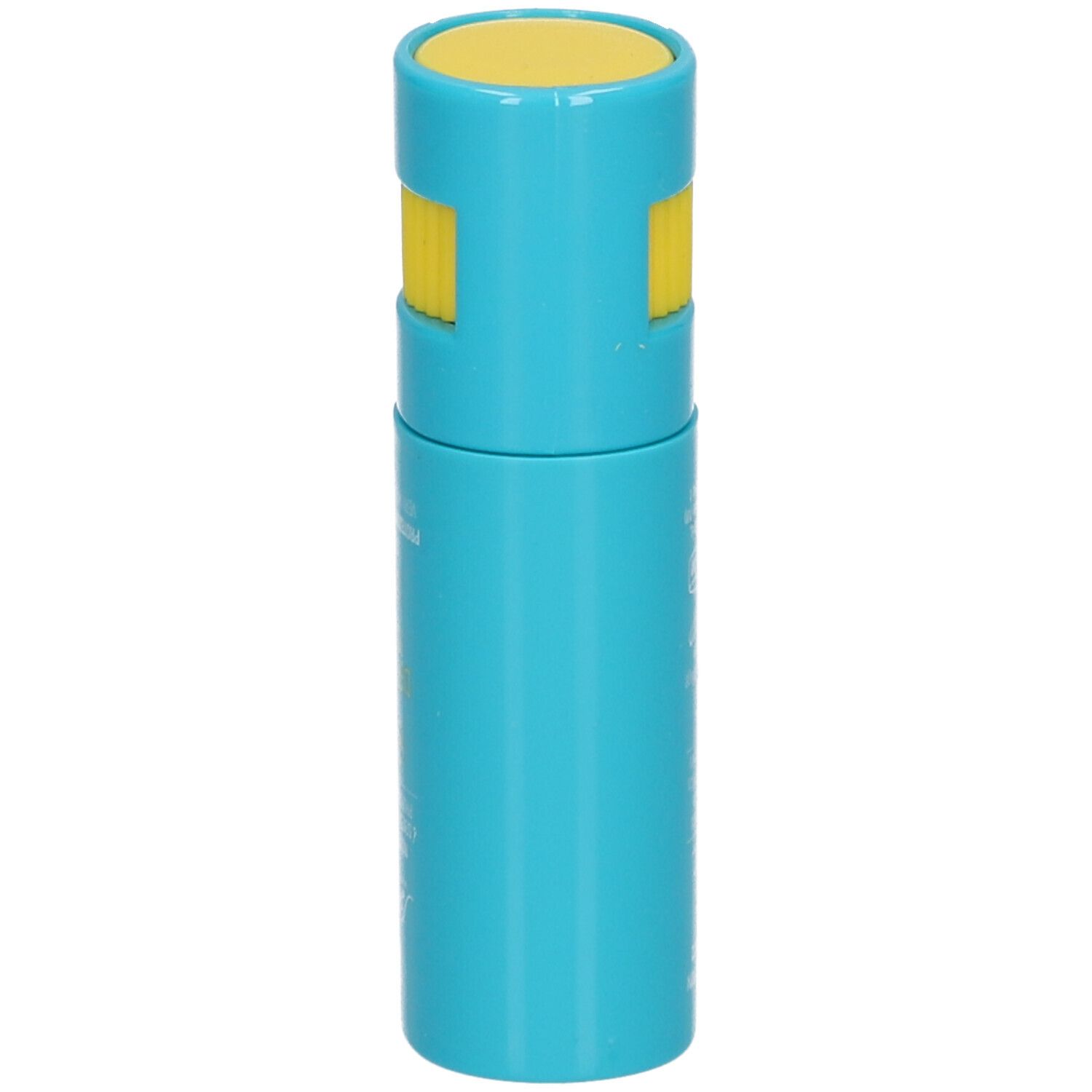 Blauer Stick BioNike Defence Sun SPF 50+ mit gelbem Drehverschluss. Aufschrift: Defence Sun, SPF 50+.