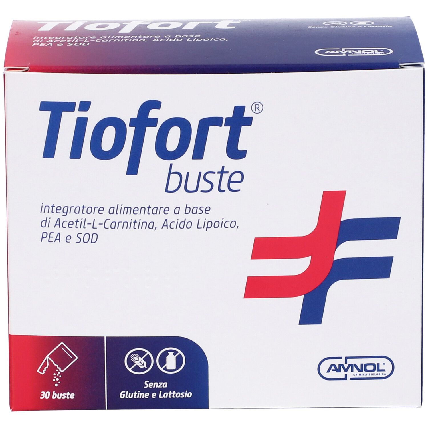 Emballage du produit avec nom et logo. Contient 30 sachets. Sans gluten ni lactose.