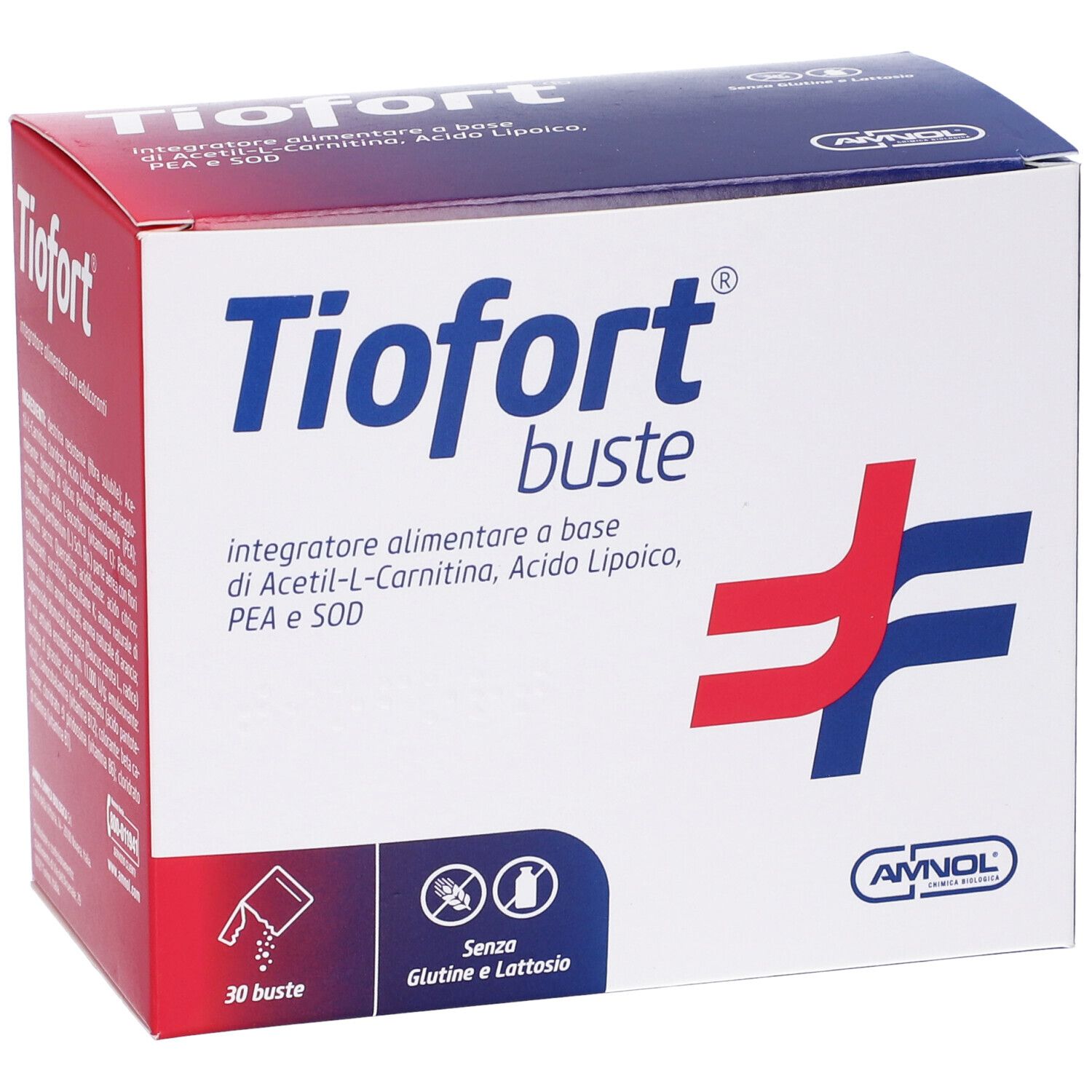 Emballage du produit avec nom et logo. Contient 30 sachets. Sans gluten ni lactose.