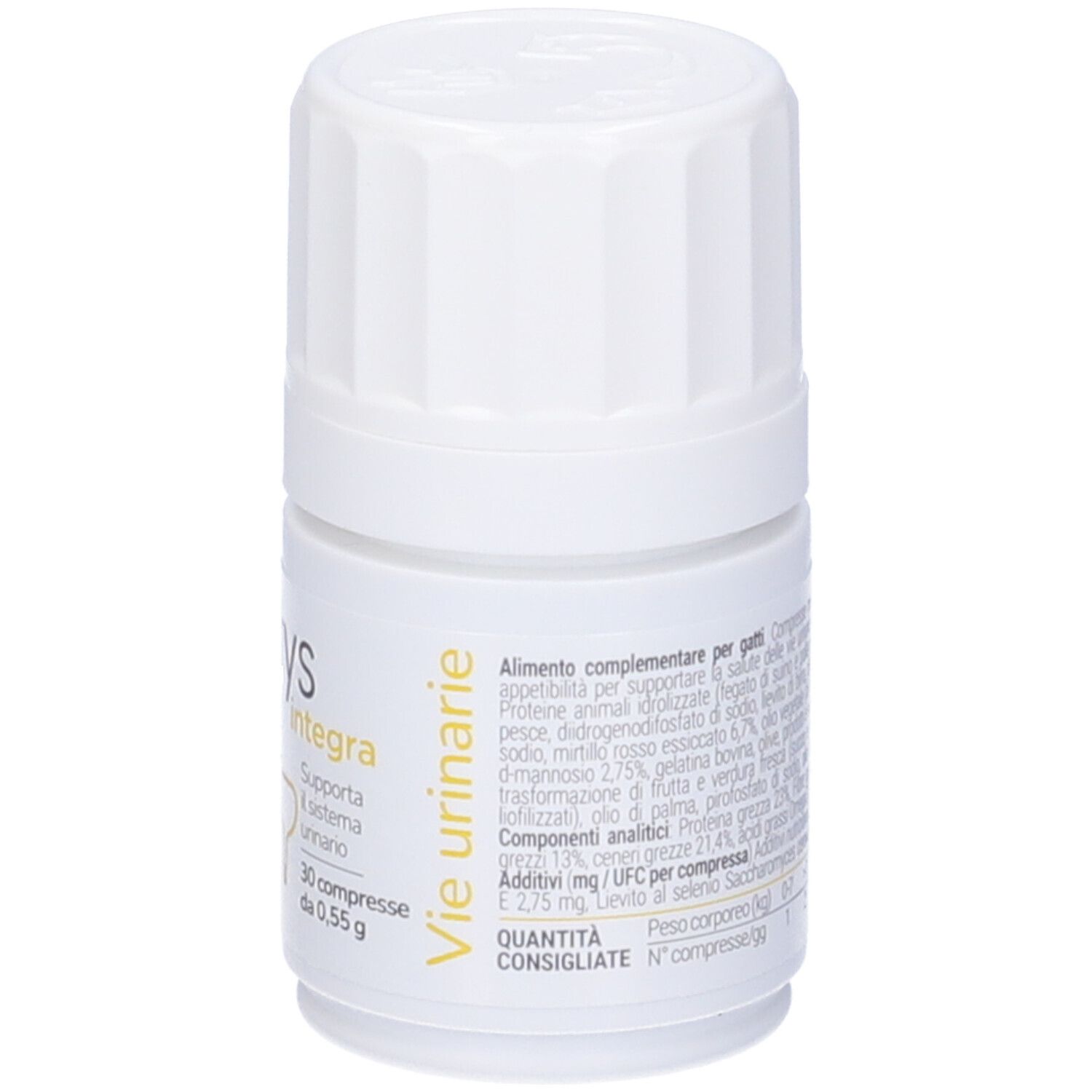 Dos du flacon blanc. Texte: Vie Urinarie. Informations sur ingrédients et utilisation.