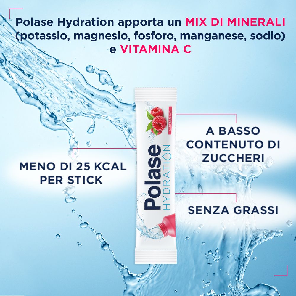 Einzelpackung Polase Hydration. Enthält Mineralien und Vitamin C. Weniger als 25 kcal pro Stick. Ohne Fett.