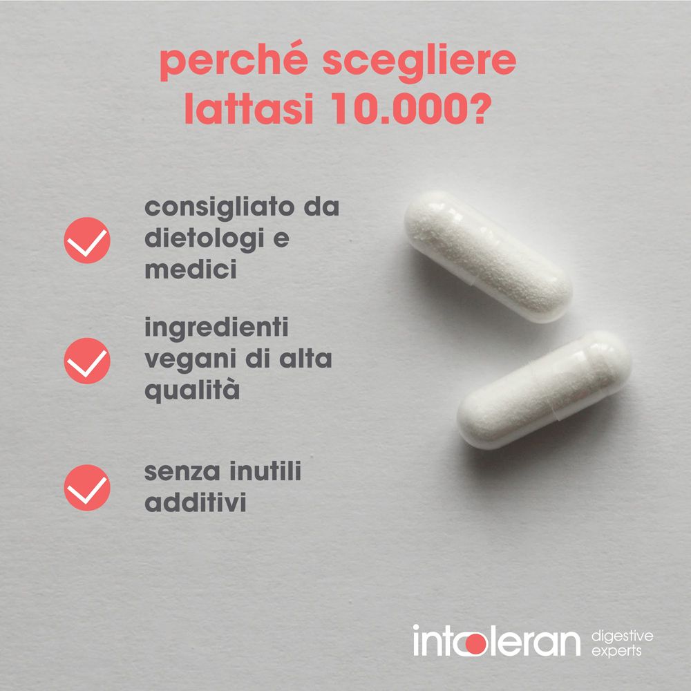 Deux gélules blanches sur fond gris. Texte : Pourquoi choisir Lattasi 10.000 ? Recommandations, ingrédients, additifs.