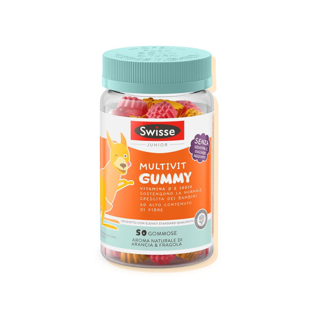 Swisse Junior Multivit Gummy Flasche mit 50 Gummibärchen, Orangengeschmack.