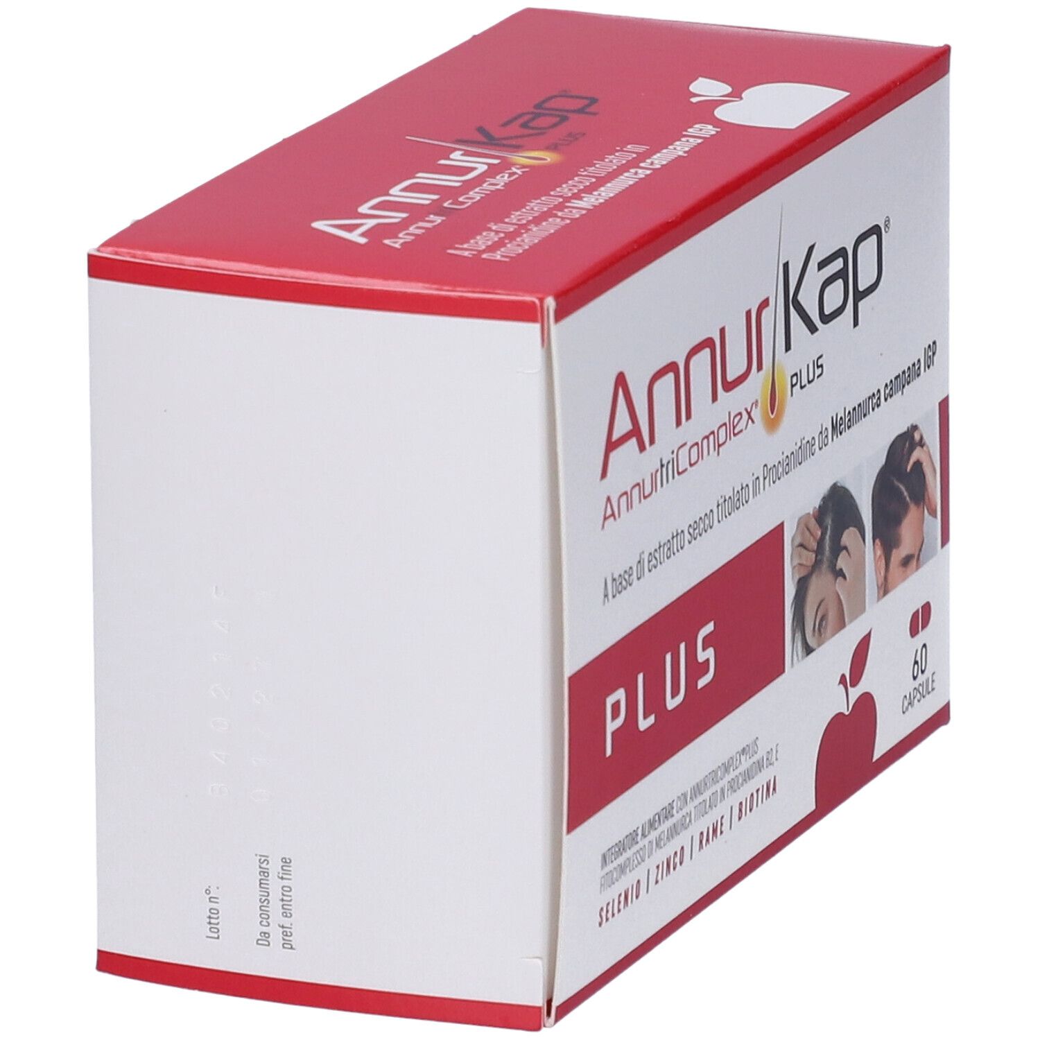 Schachtel mit roter und weißer Schrift. Enthält 60 Kapseln. Aufschrift: AnnurKap Plus, AnnurtriComplex.