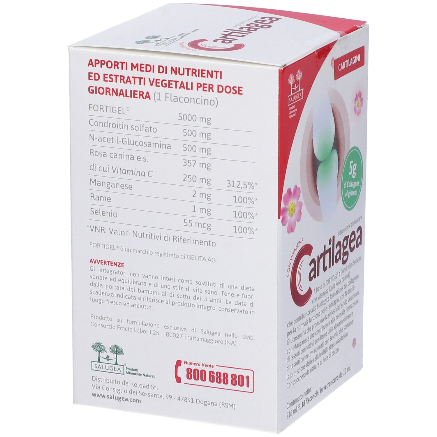 Dos de l'emballage Cartilagea. Contient informations nutritionnelles et ingrédients.
