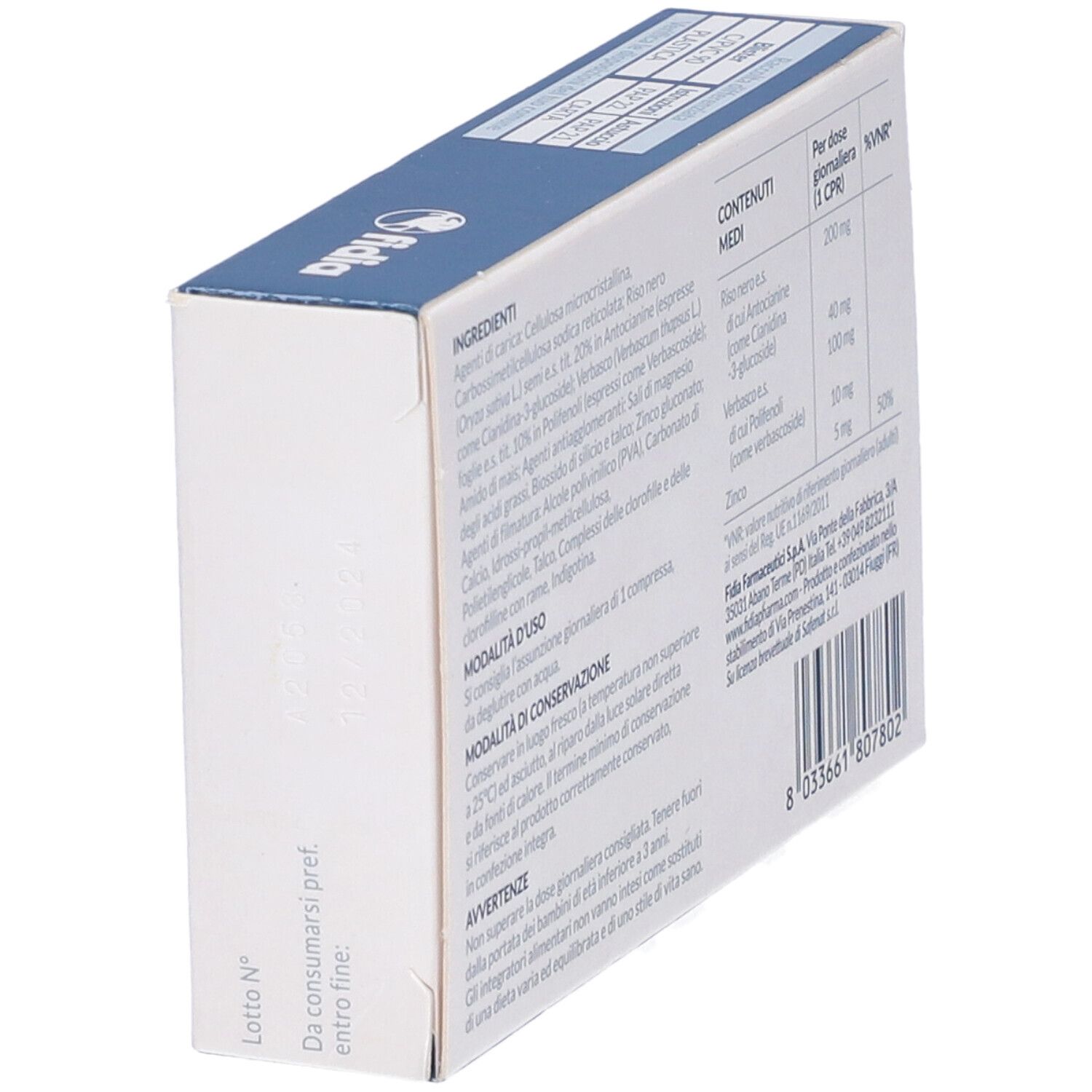 Dos de la boîte de comprimés "Repaxial". Ingrédients, dosage, informations fabricant.